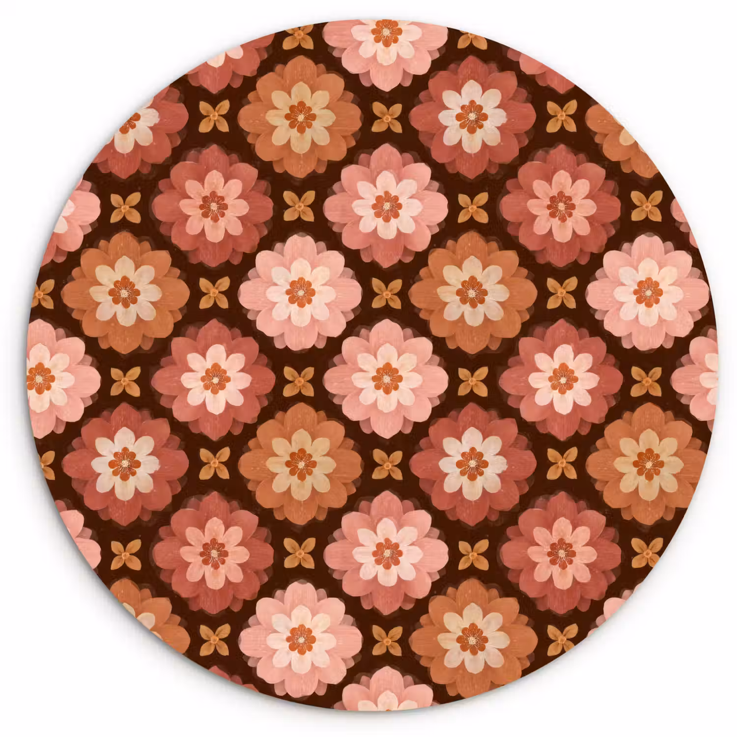Geometrisch - Bloemen - Kleurrijk Wandcirkel kunststof plaat 5mm dik klein 188 -3d