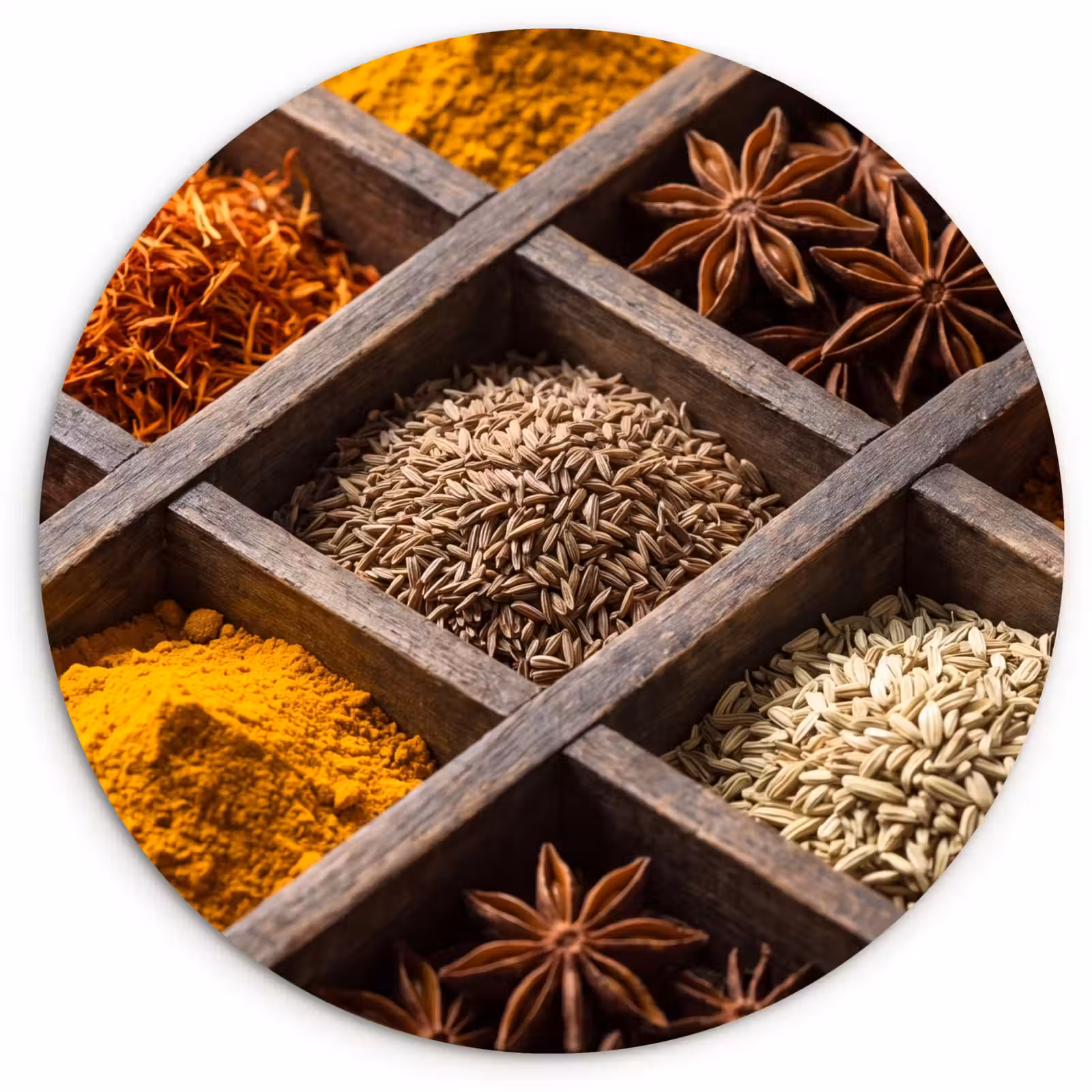 round wall art - Herbs - Wood - Food - Kruiden - Houten - Eten Wandcirkel kunststof plaat 5mm dik klein