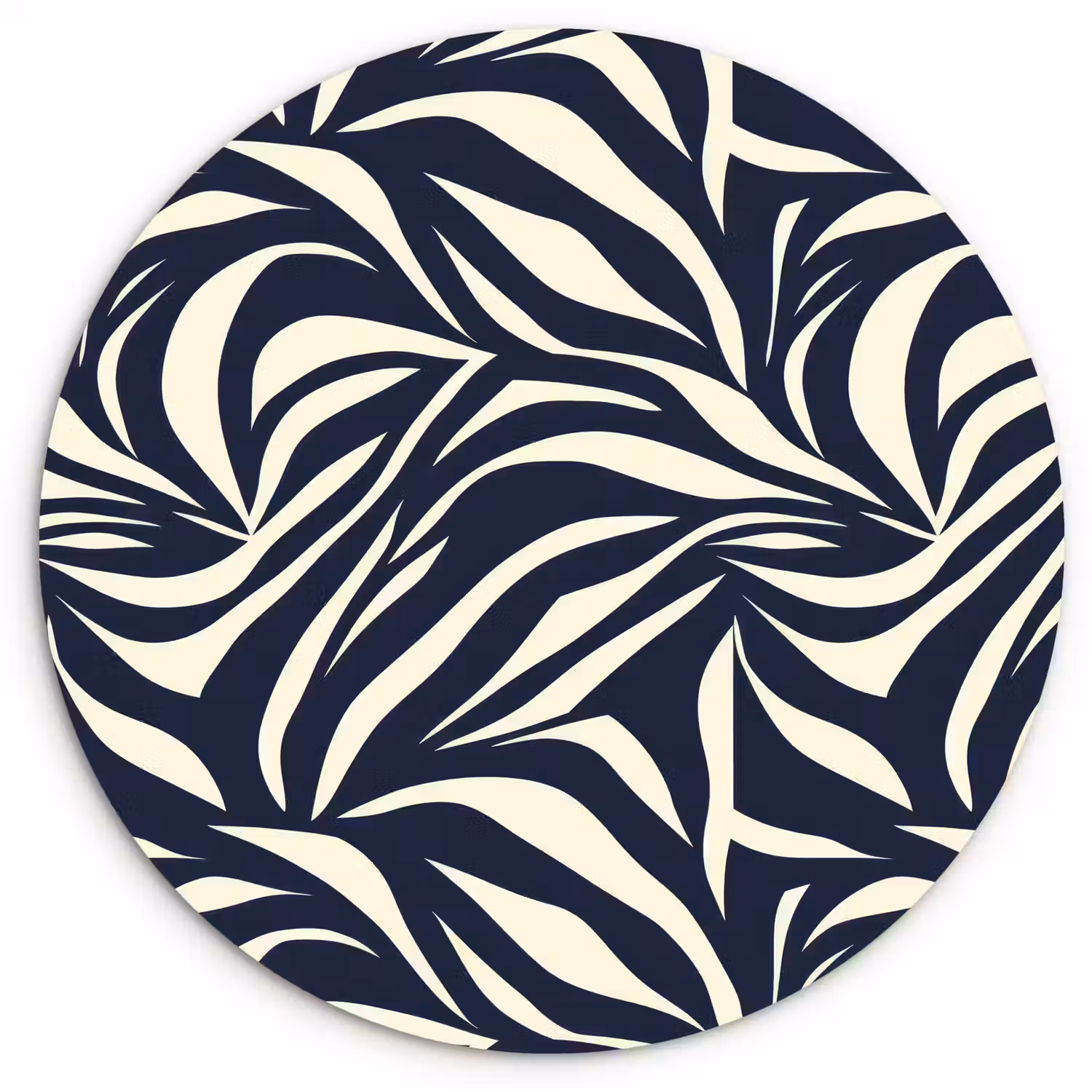 Bladvormen - Blauw - Patroon - Wit Wandcirkel kunststof plaat 5mm dik klein 188 -3d