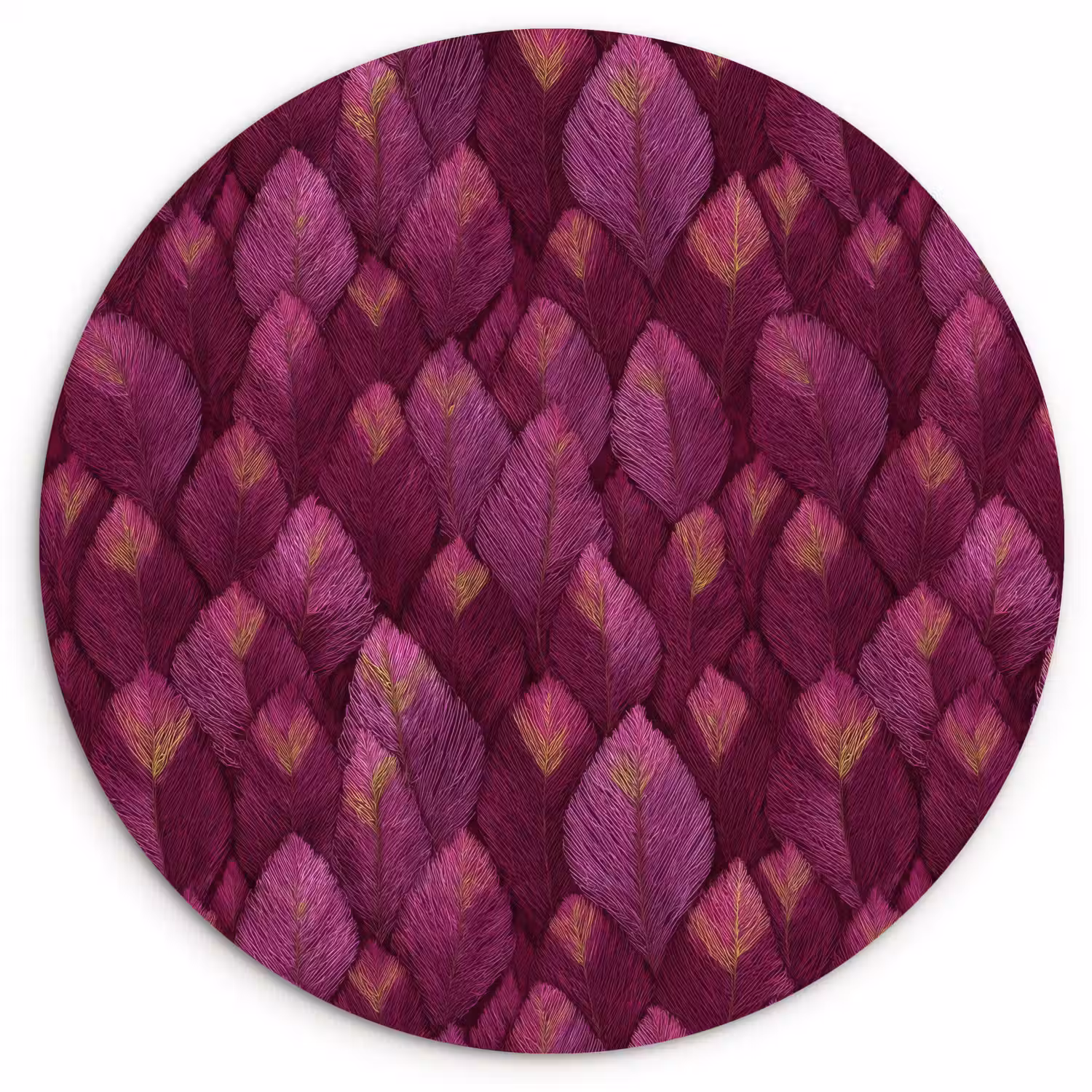 Bladeren - Patroon - Burgundy Wandcirkel kunststof plaat 5mm dik klein 188 -3d