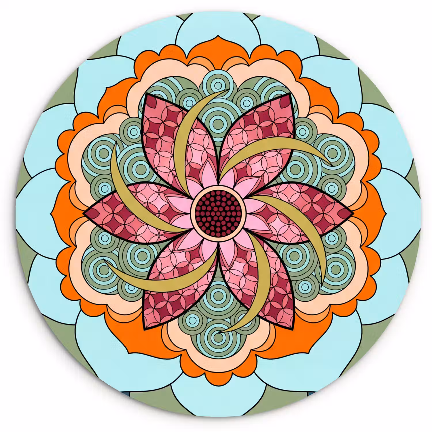 Mandala - Geometrisch - Kunst - Decoratief - Kleurrijk Wandcirkel kunststof plaat 5mm dik klein -3d