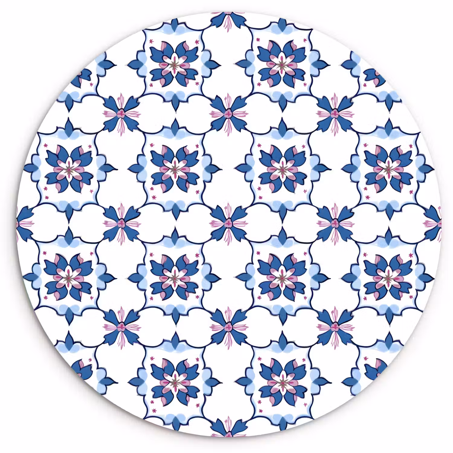 Modern - Patroon - Blauw - Roze Wandcirkel kunststof plaat 5mm dik klein 188 -3d