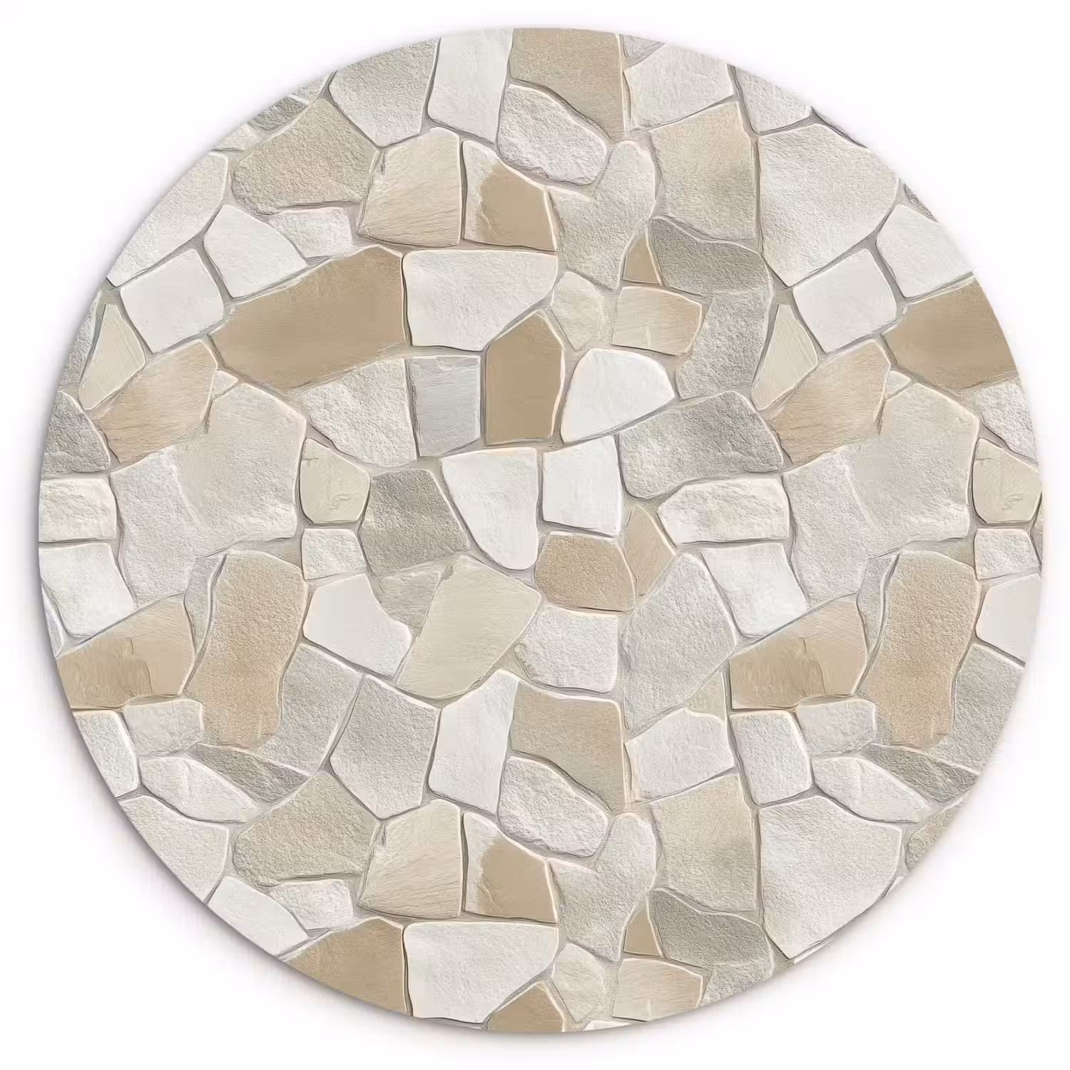 Mozaïek - Stenen - Beige Wandcirkel kunststof plaat 5mm dik klein 188 -3d