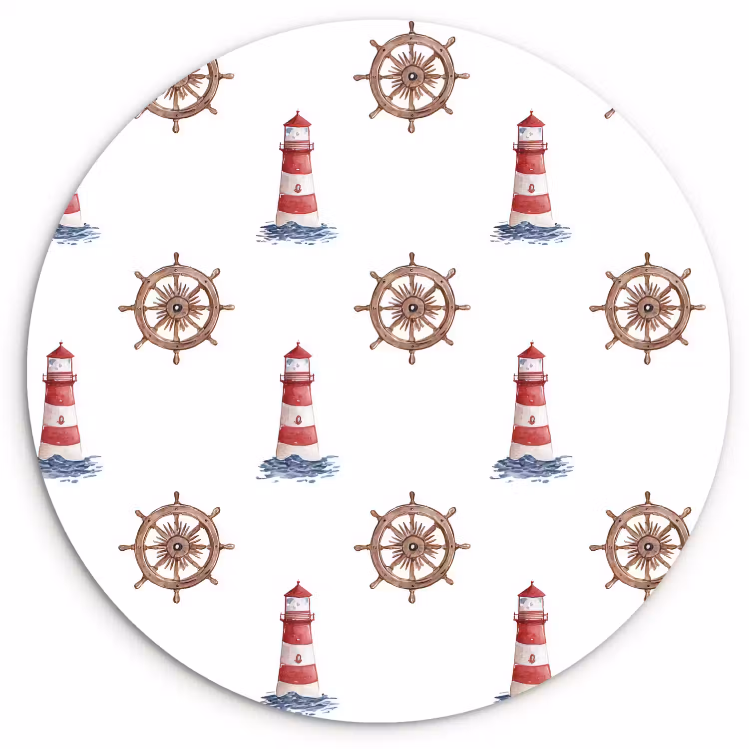 Nautisch - Klassiek - Rood Wandcirkel kunststof plaat 5mm dik klein 188 -3d