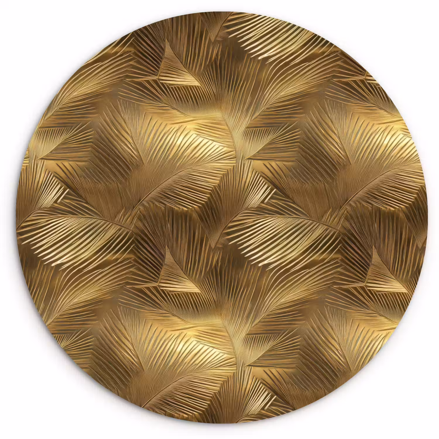 Palm - Waaier - Goud Wandcirkel kunststof plaat 5mm dik klein 188 -3d