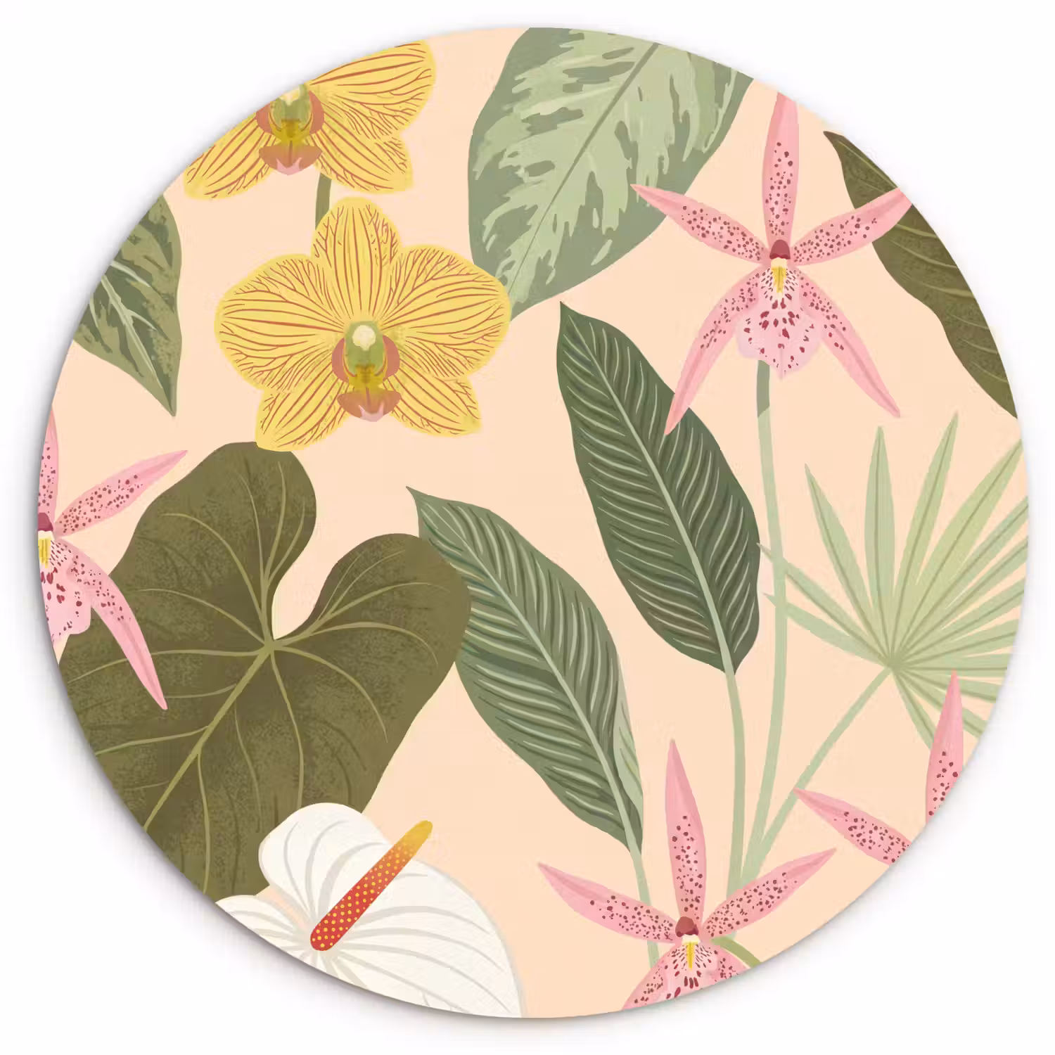 Patroon - Bloemen - Kleurrijk Wandcirkel kunststof plaat 5mm dik klein -3d