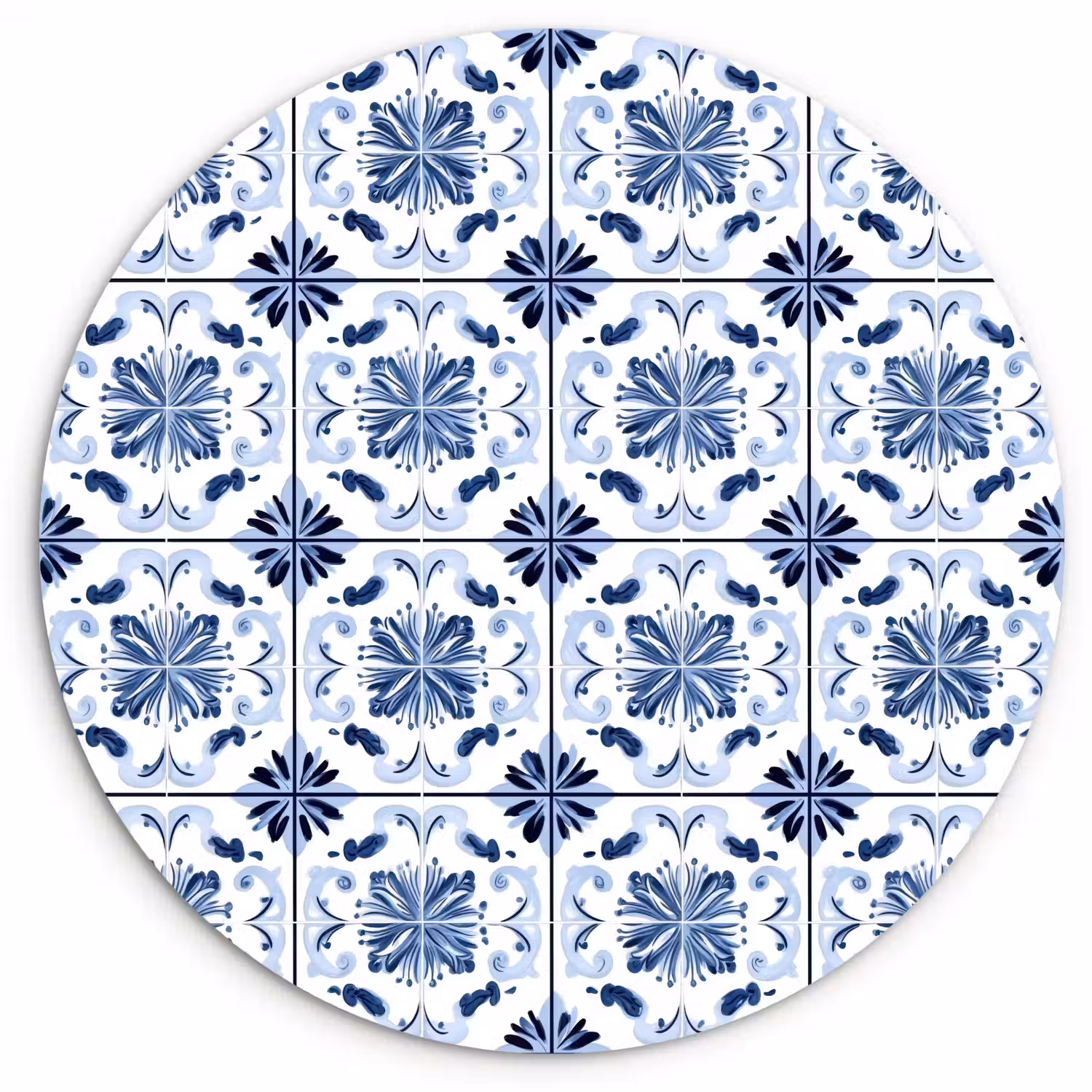 Patroon - Tegel - Blauw Wandcirkel kunststof plaat 5mm dik klein 188 -3d