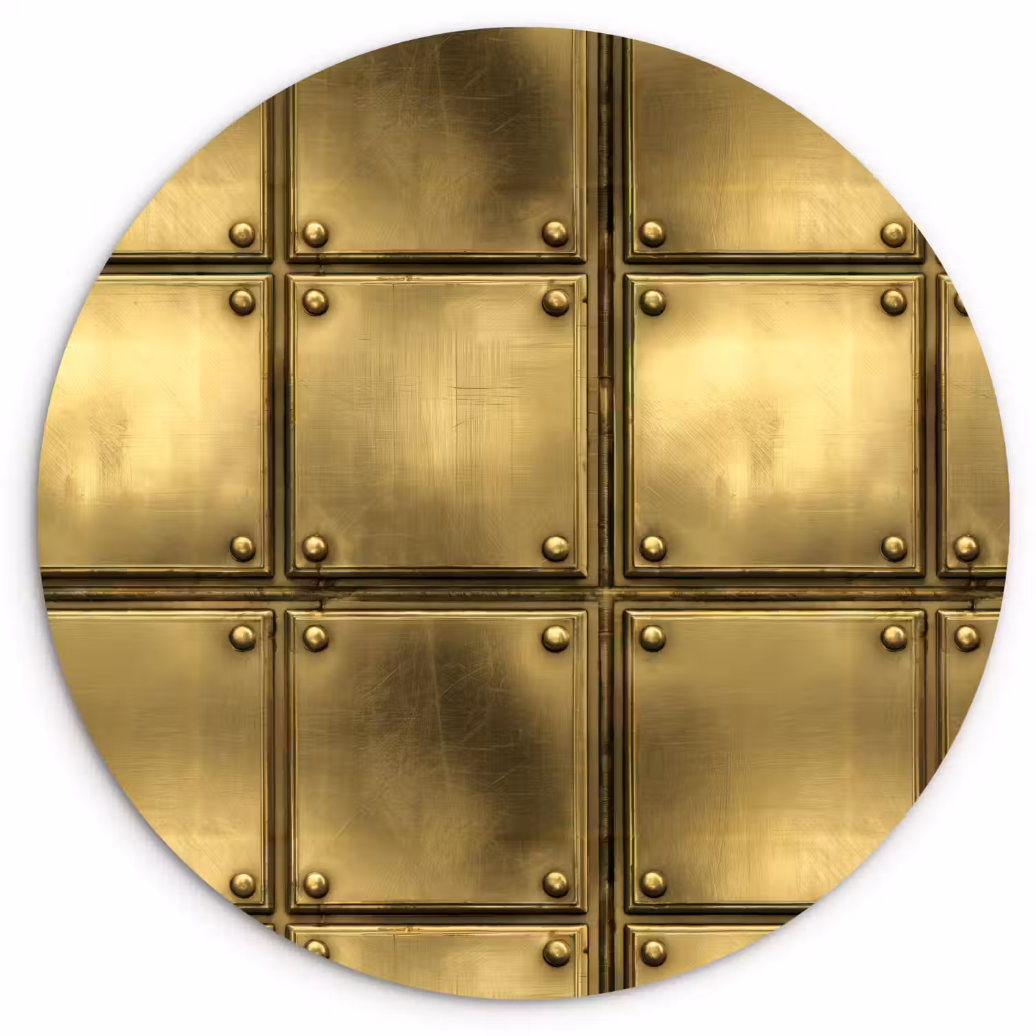 Platen - Industrieel - Stoer - Goud Wandcirkel kunststof plaat 5mm dik klein 188 -3d