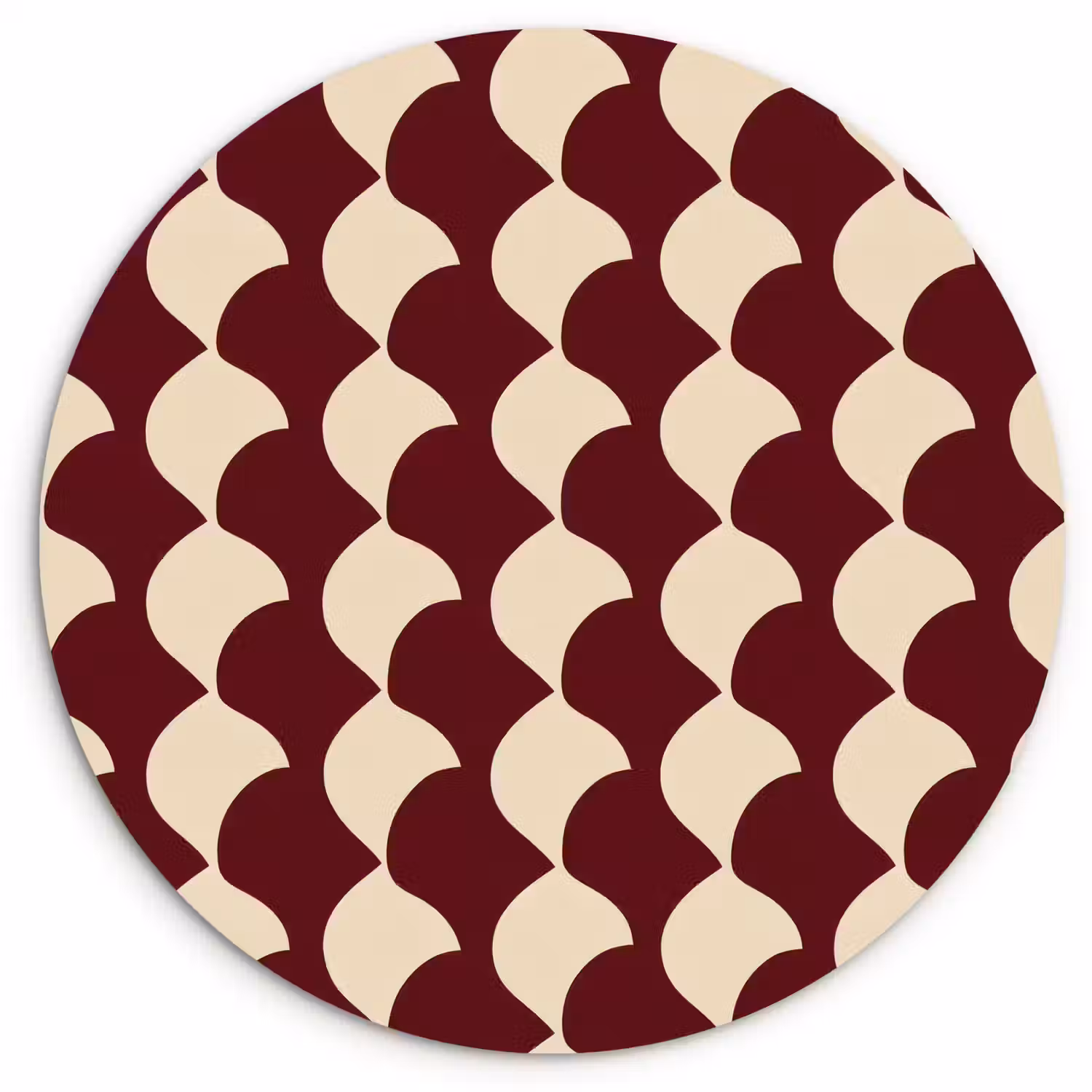 Rood - Tegelpatroon - Crème Wandcirkel kunststof plaat 5mm dik klein 188 -3d