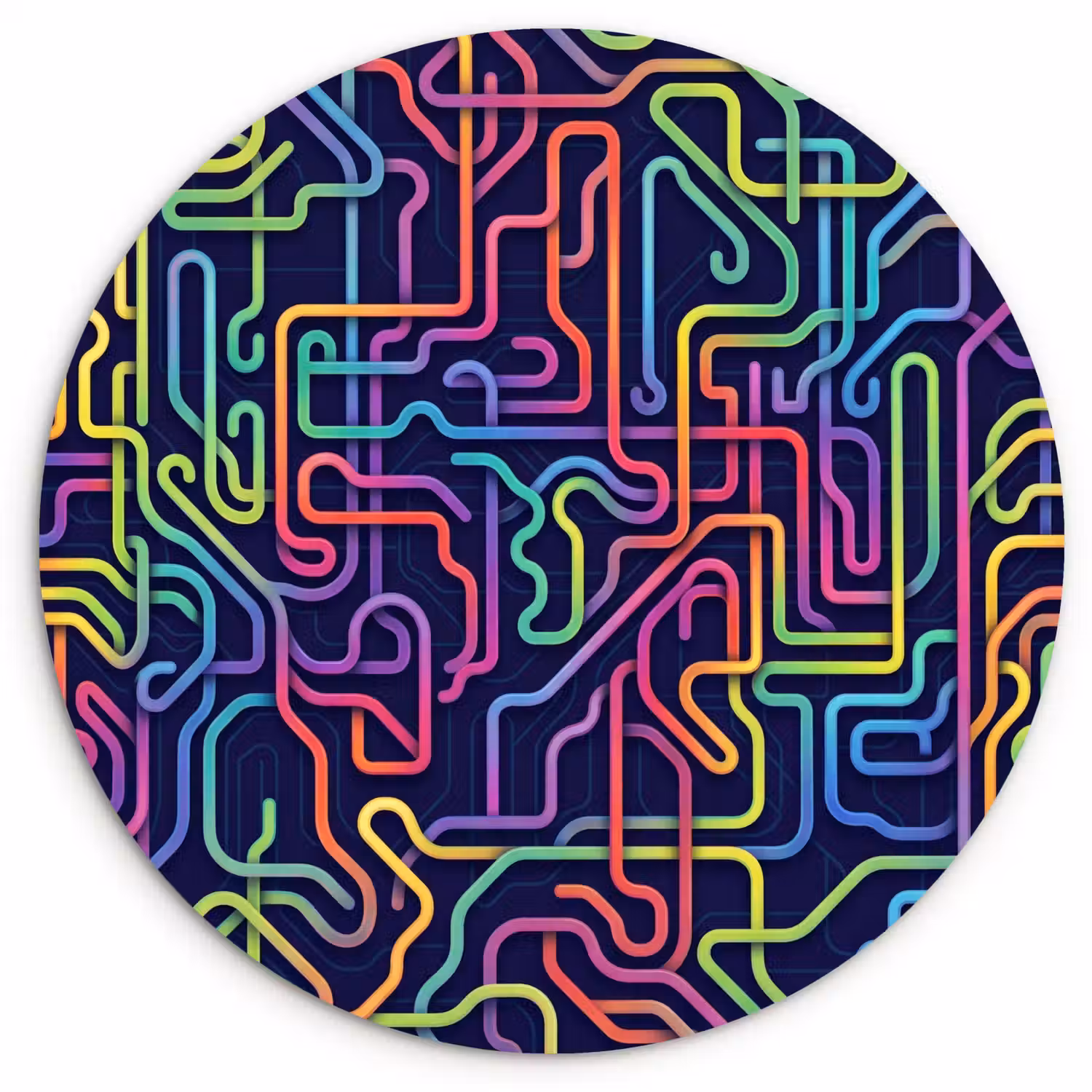 Retro - Abstract - Neon Wandcirkel kunststof plaat 5mm dik klein -3d