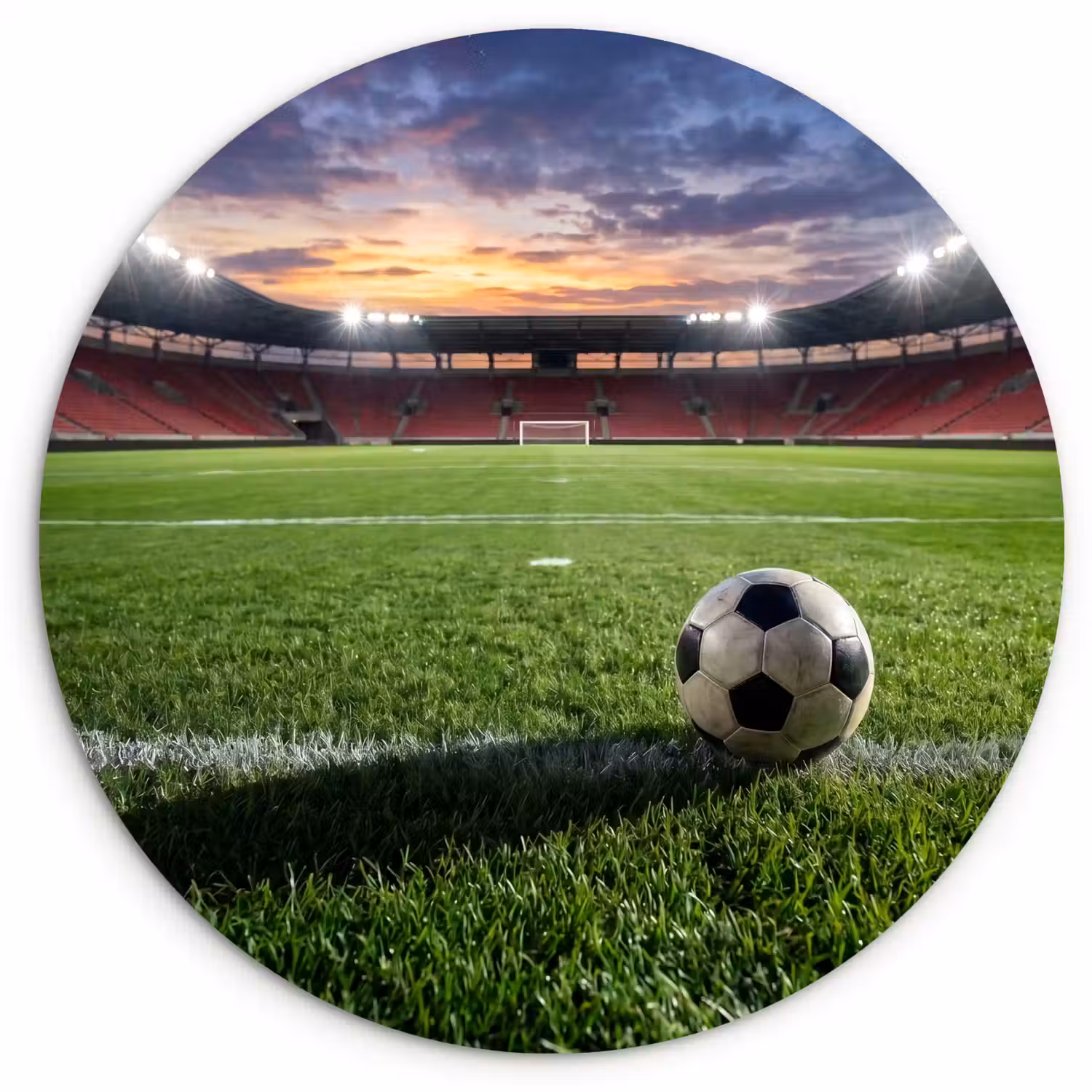 Voetbal - Stadion - Sport - Groen Wandcirkel kunststof plaat 5mm dik klein -3d
