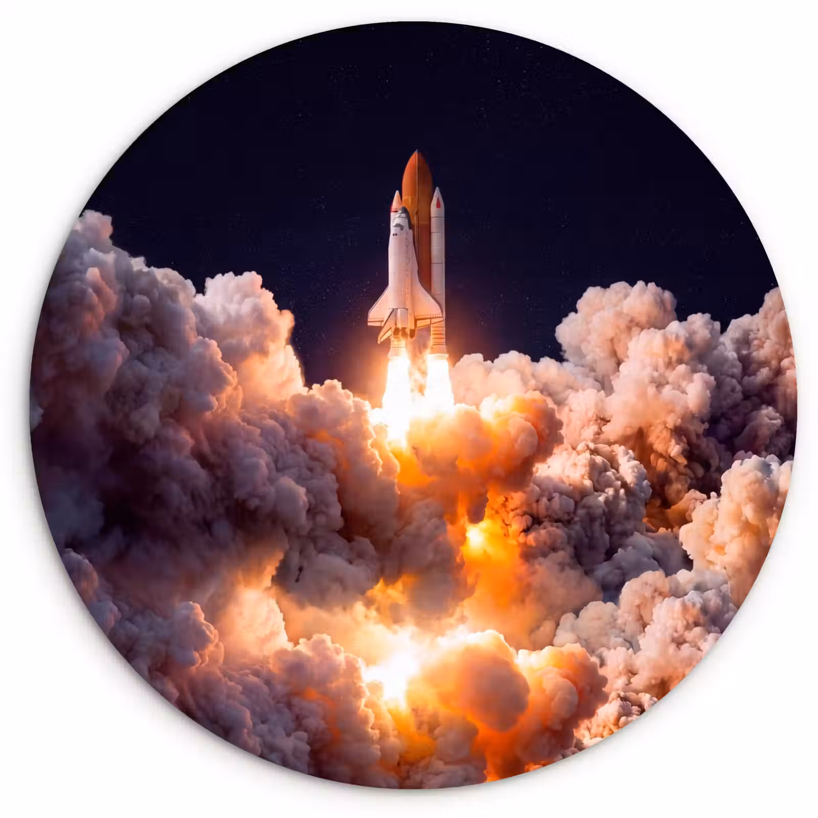 round wall art - Spacecraft - Launch - Stars - Ruimtevaartuig - Lancering - Sterren Wandcirkel kunststof plaat 5mm dik klein