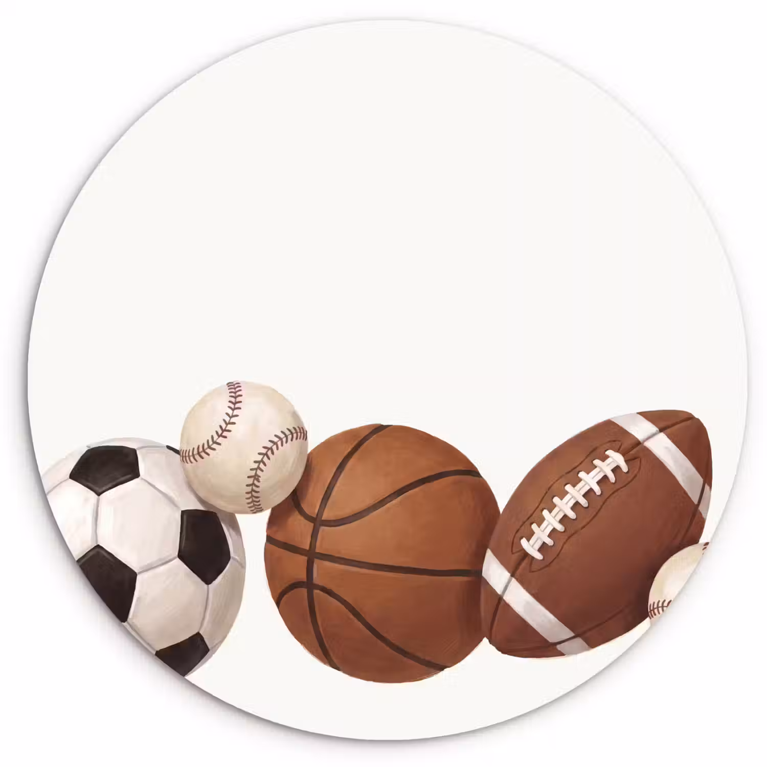 Sport - Ballen - Illustratie Wandcirkel kunststof plaat 5mm dik klein -3d