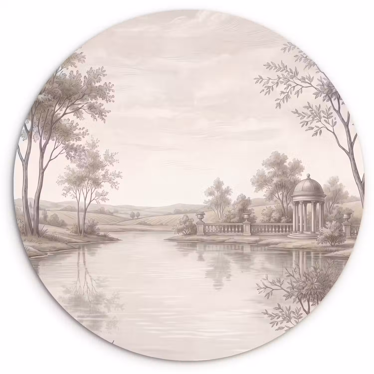 Terras - Water - Natuur - Landschap Wandcirkel kunststof plaat 5mm dik klein -3d