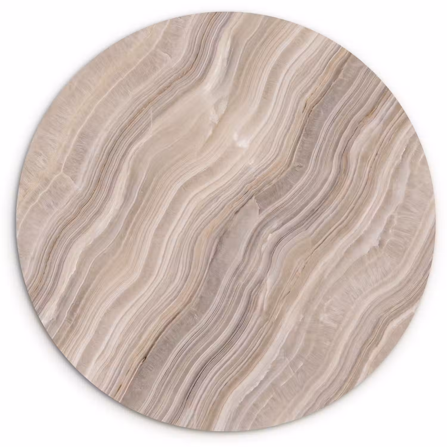 Textuur - Golvend - Abstract - Modern - Beige Wandcirkel kunststof plaat 5mm dik klein -3d