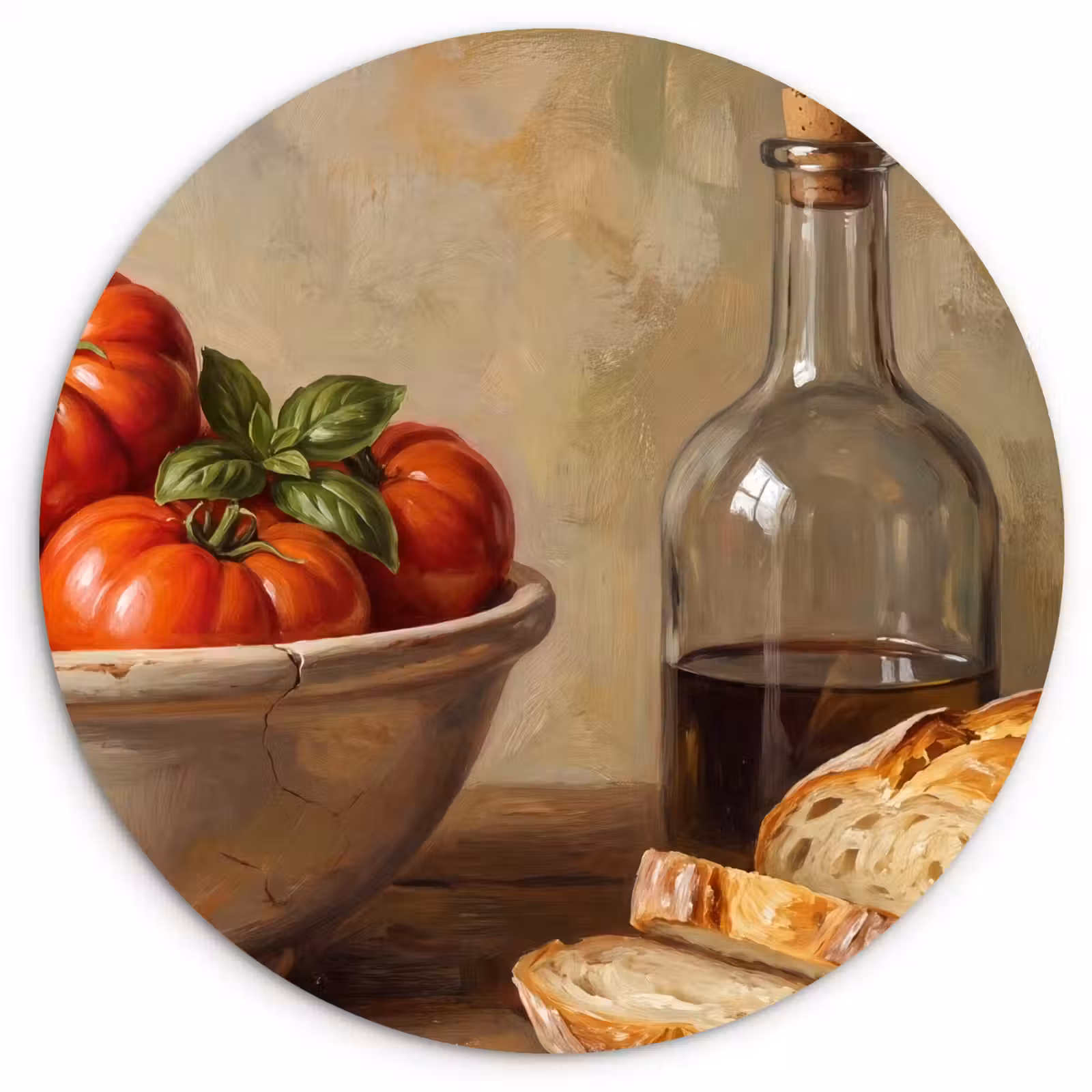 round wall art - Tomatoes - Bowl - Food - Tomaten - Kom - Eten Wandcirkel kunststof plaat 5mm dik klein