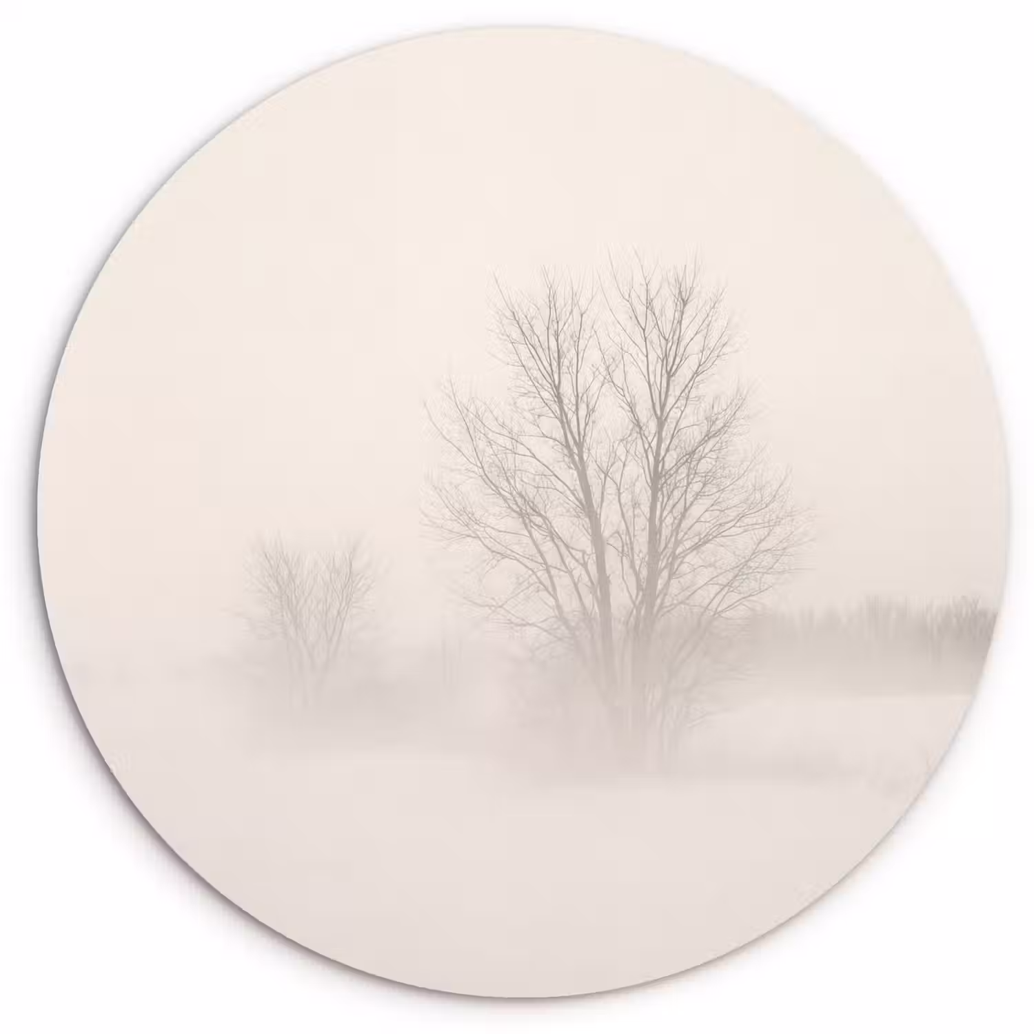 Boom - Mist - Sneeuw - Winter - Minimalistisch Wandcirkel kunststof plaat 5mm dik klein -3d