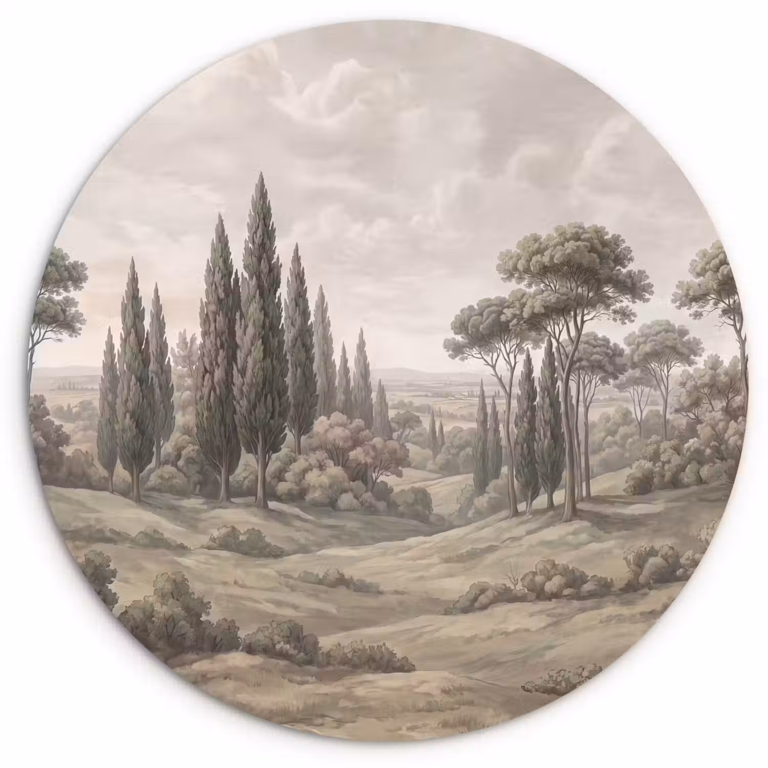 Vallei - Bos - Natuur - Groen Wandcirkel kunststof plaat 5mm dik klein -3d