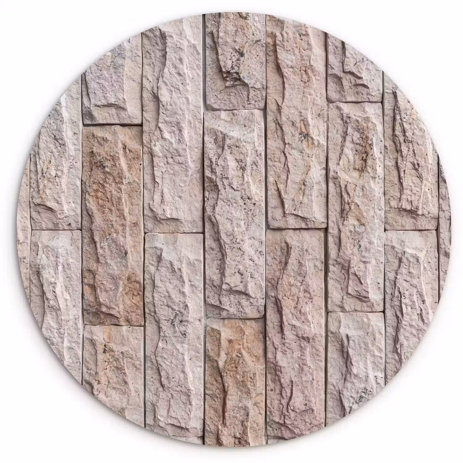 Muur - Steen - Ruw - Beige - Textuur Wandcirkel kunststof plaat 5mm dik klein -3d