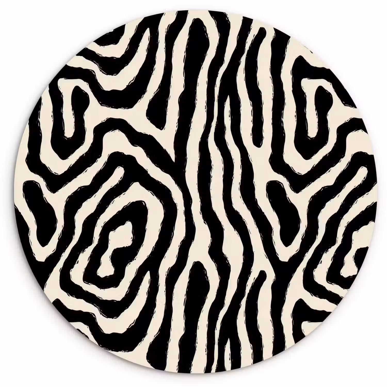 Zebra - Zwart - Abstract Wandcirkel kunststof plaat 5mm dik klein 188 -3d