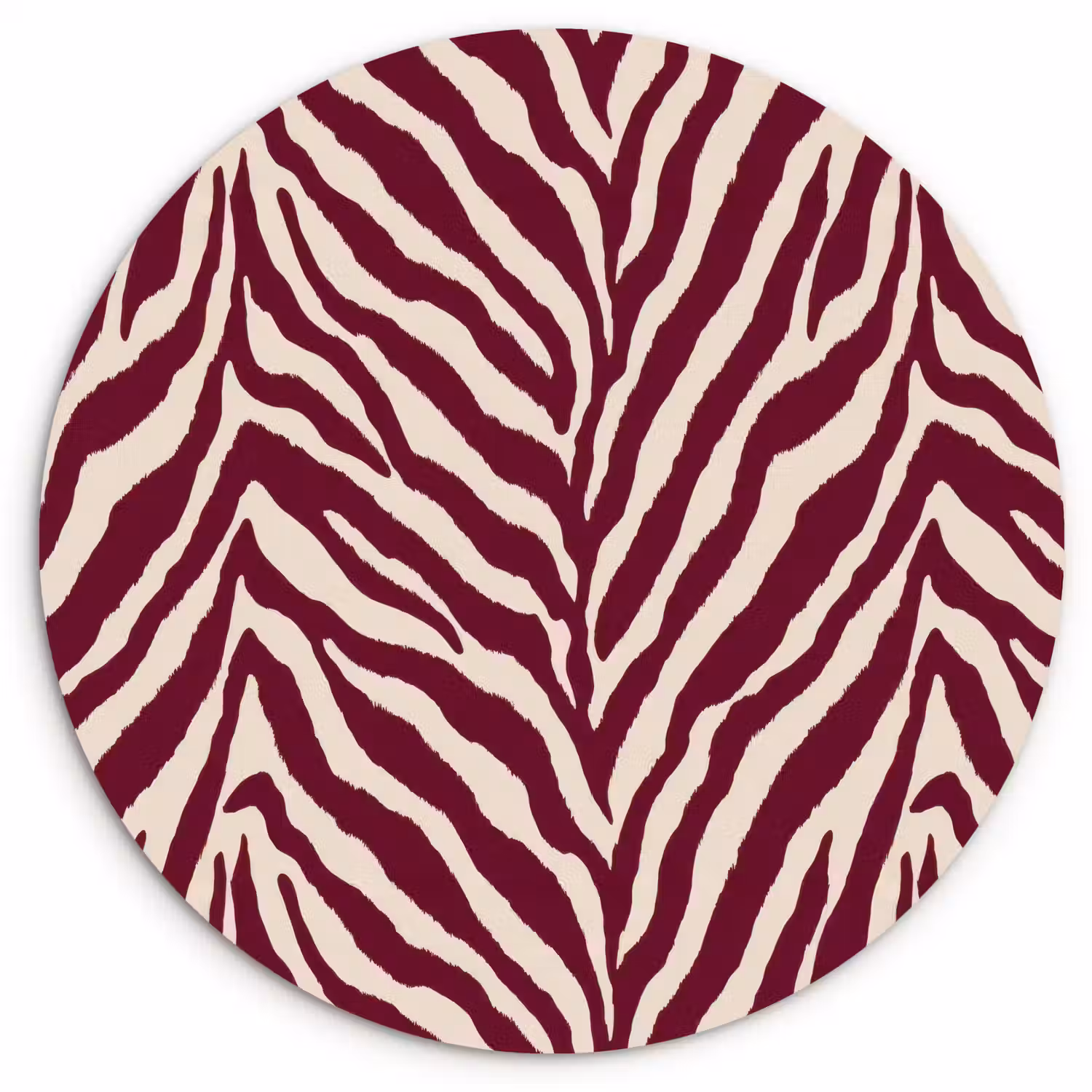 Zebra - Motief - Bordeaux - Rood Wandcirkel kunststof plaat 5mm dik klein 188 -3d