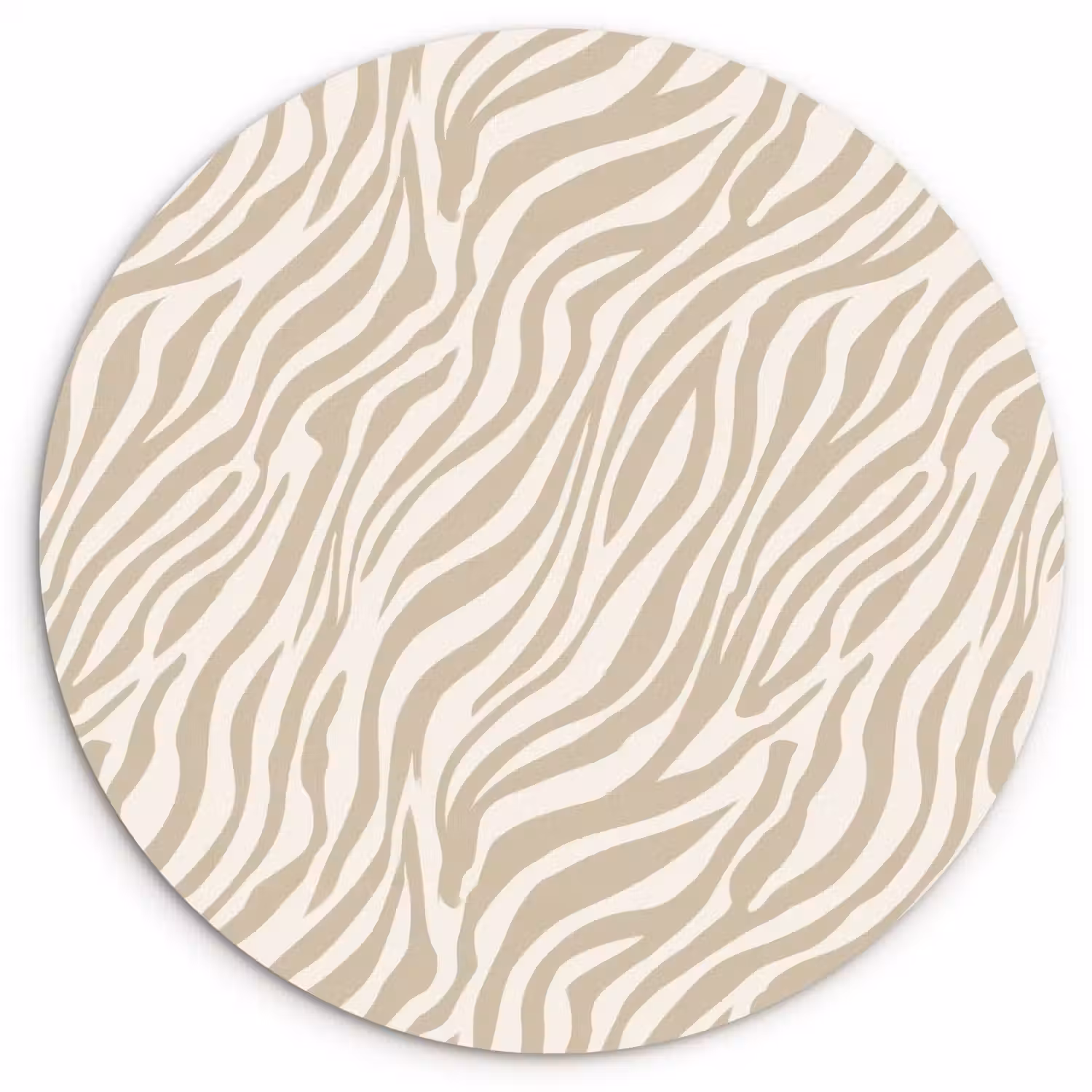 Zebra - Patroon - Beige Wandcirkel kunststof plaat 5mm dik klein 188 -3d