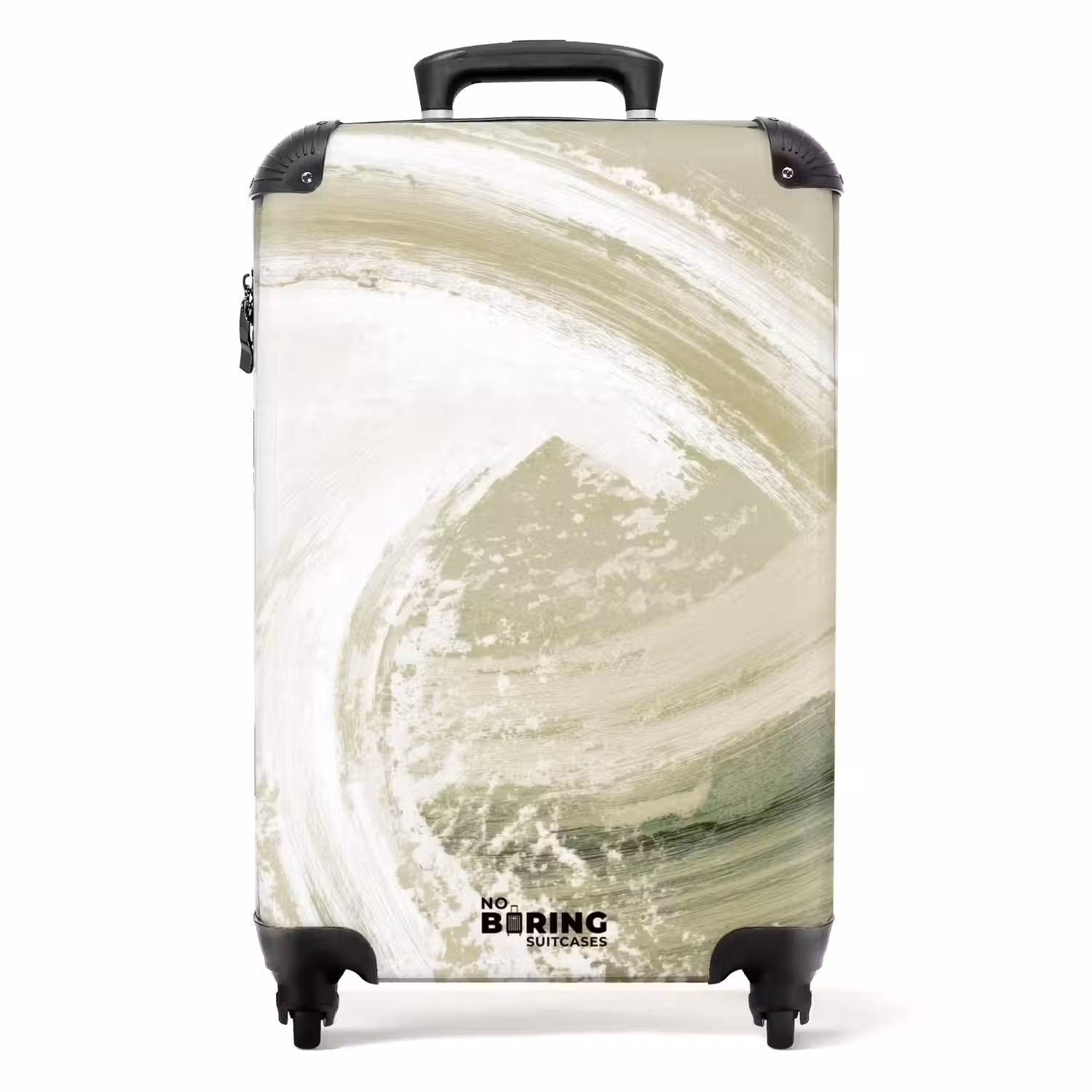 Abstract - Penseelstreken - Golven - Groen NBS - Handbagage koffer - Volwassenen Unisex middel -productfoto_recht