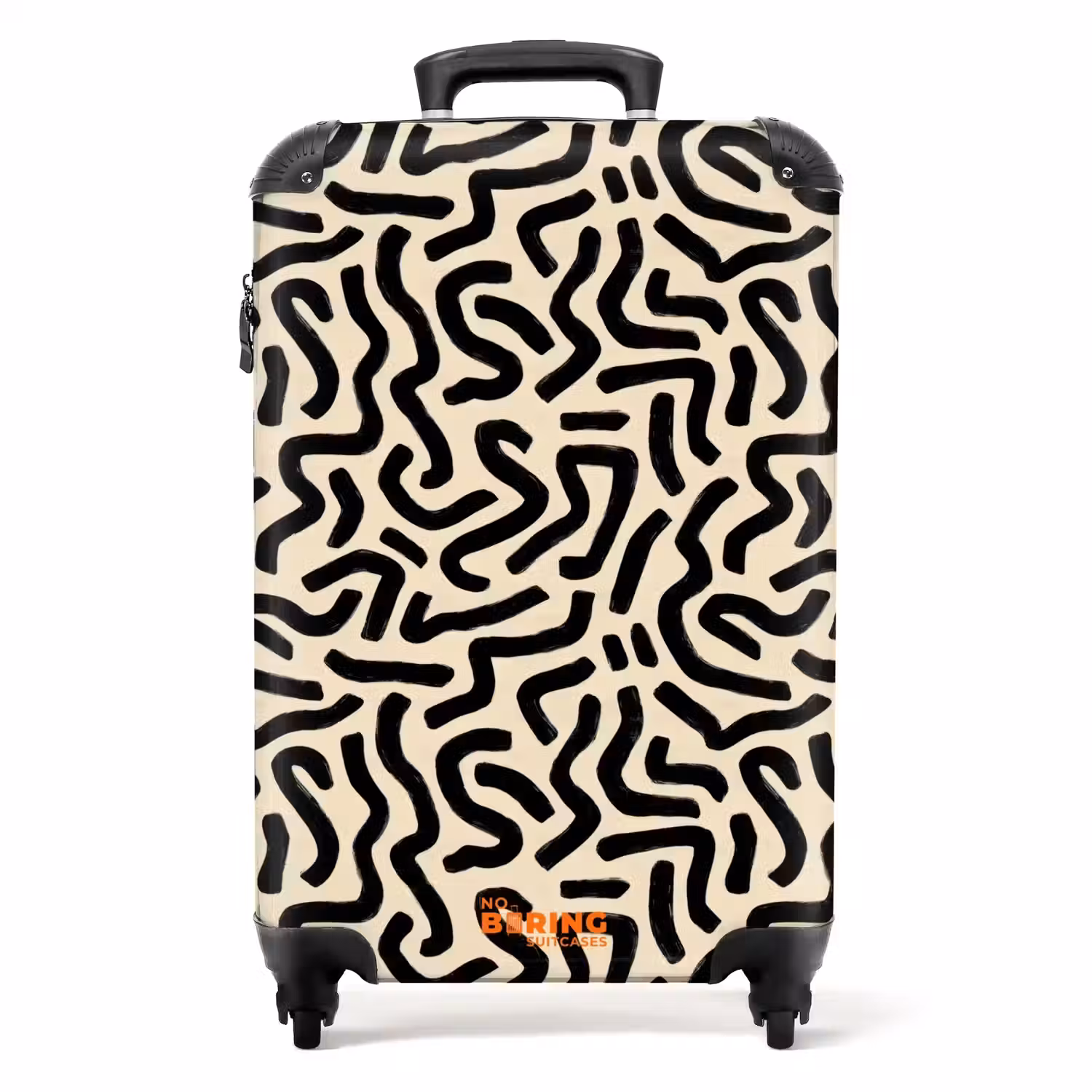 Abstract - Lijnen - Zwart NBS - Handbagage koffer - Volwassenen Unisex middel -productfoto_recht
