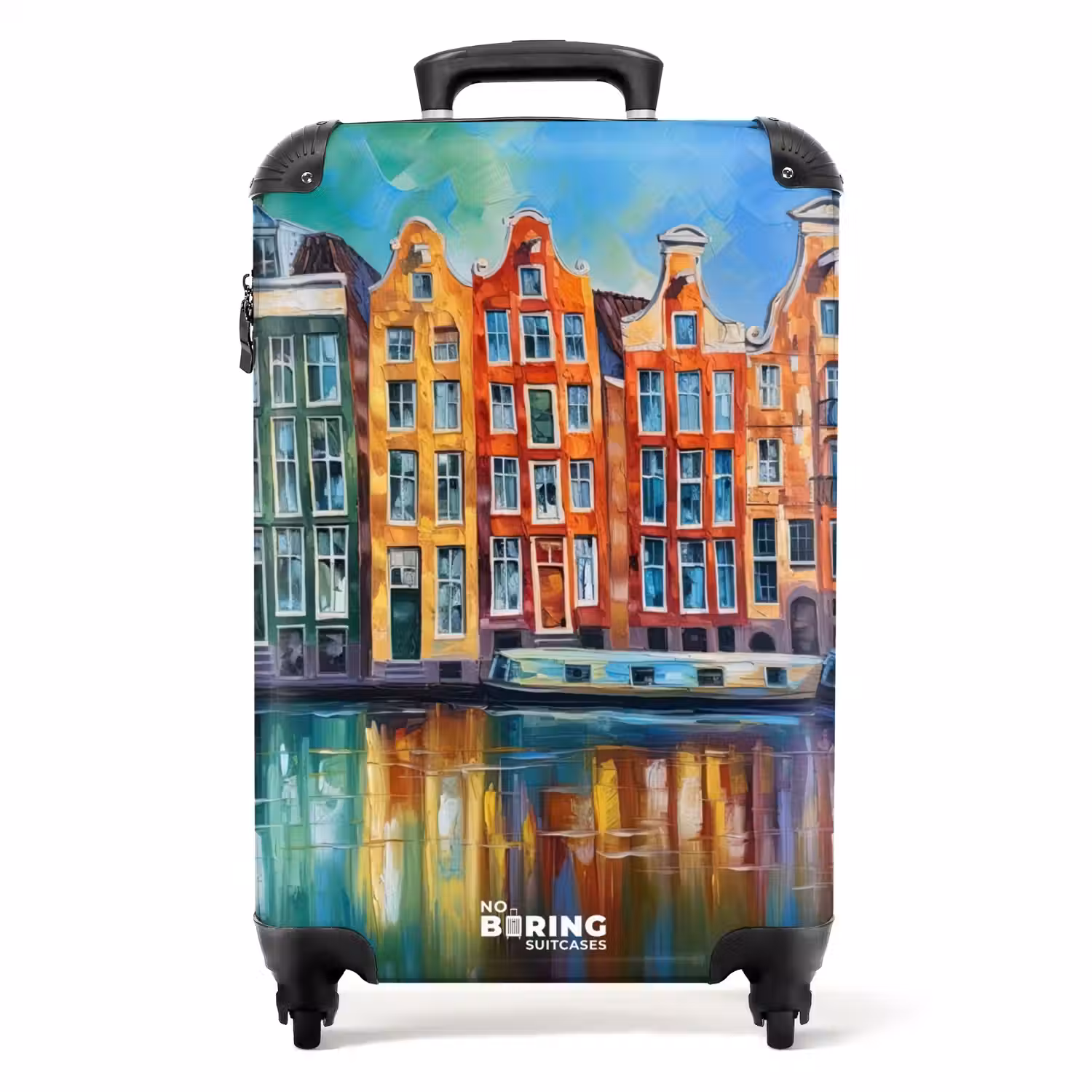 Amsterdam - Olieverf - Gracht - Schilderij - Kunst NBS - Handbagage koffer - Unisex middel -productfoto_recht