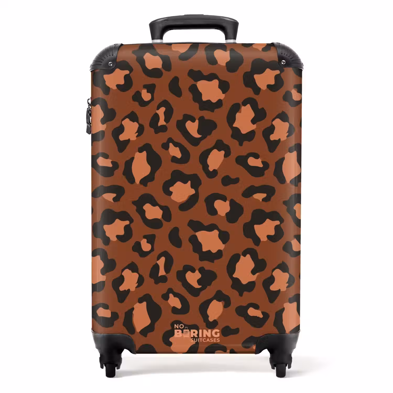 Dierenprints - Panterprint koffer in kastanjebruin en zwart/terracotta NBS - Handbagage koffer - Unisex middel -productfoto_recht