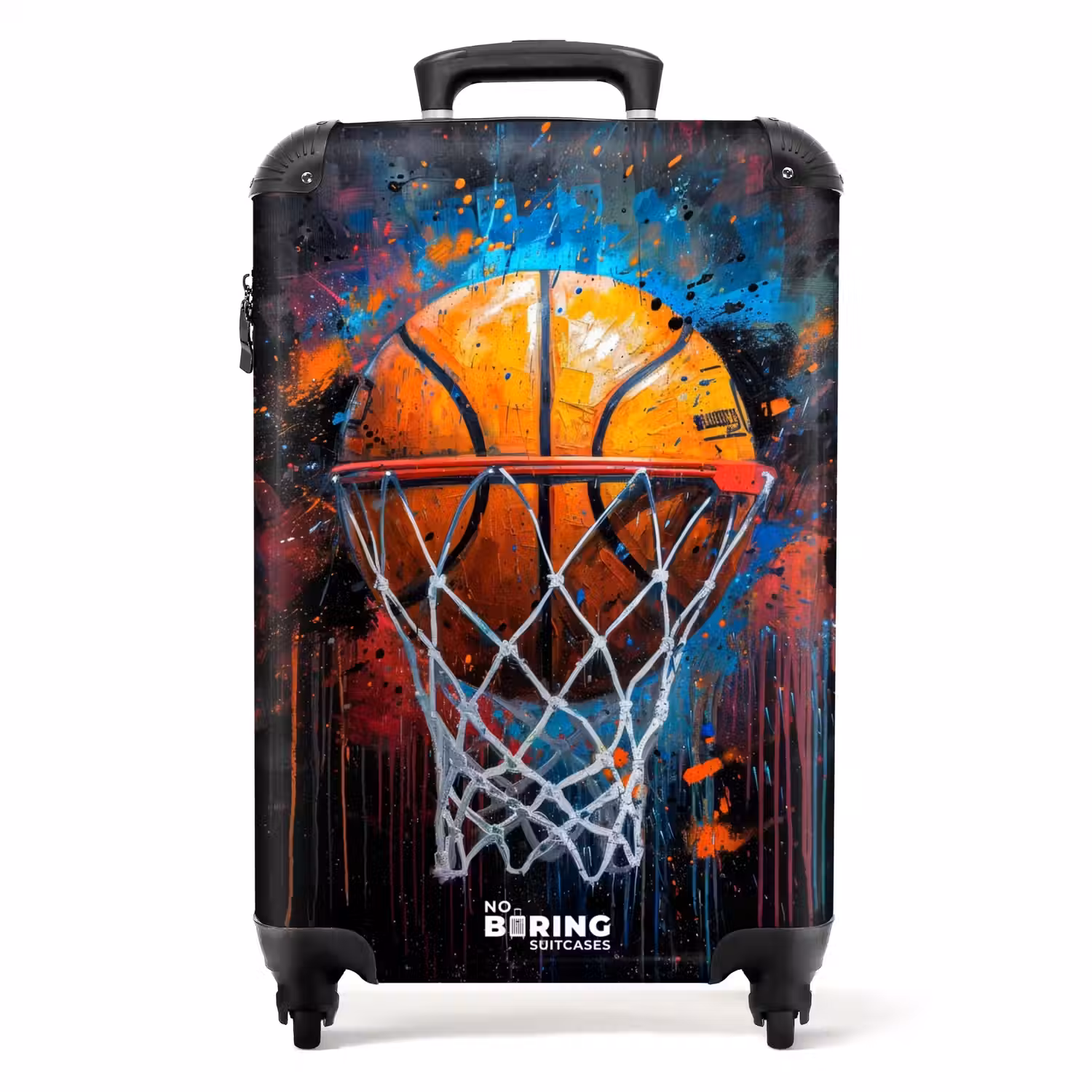 Basketbal omringd door graffiti NBS - Handbagage koffer - Unisex middel -productfoto_recht