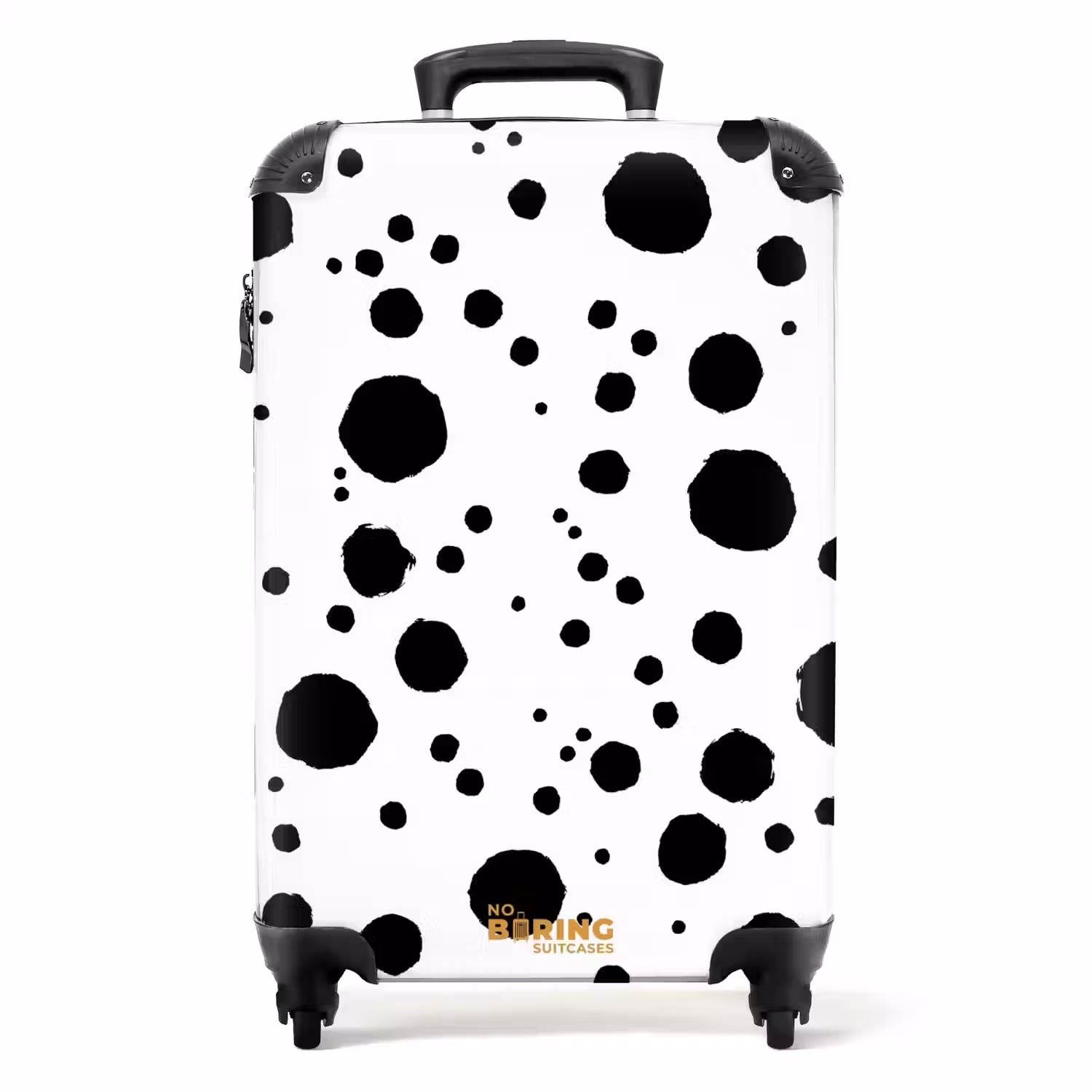 Zwarte stippen op een witte achtergrond NBS - Handbagage koffer - Volwassenen Unisex middel -productfoto_recht