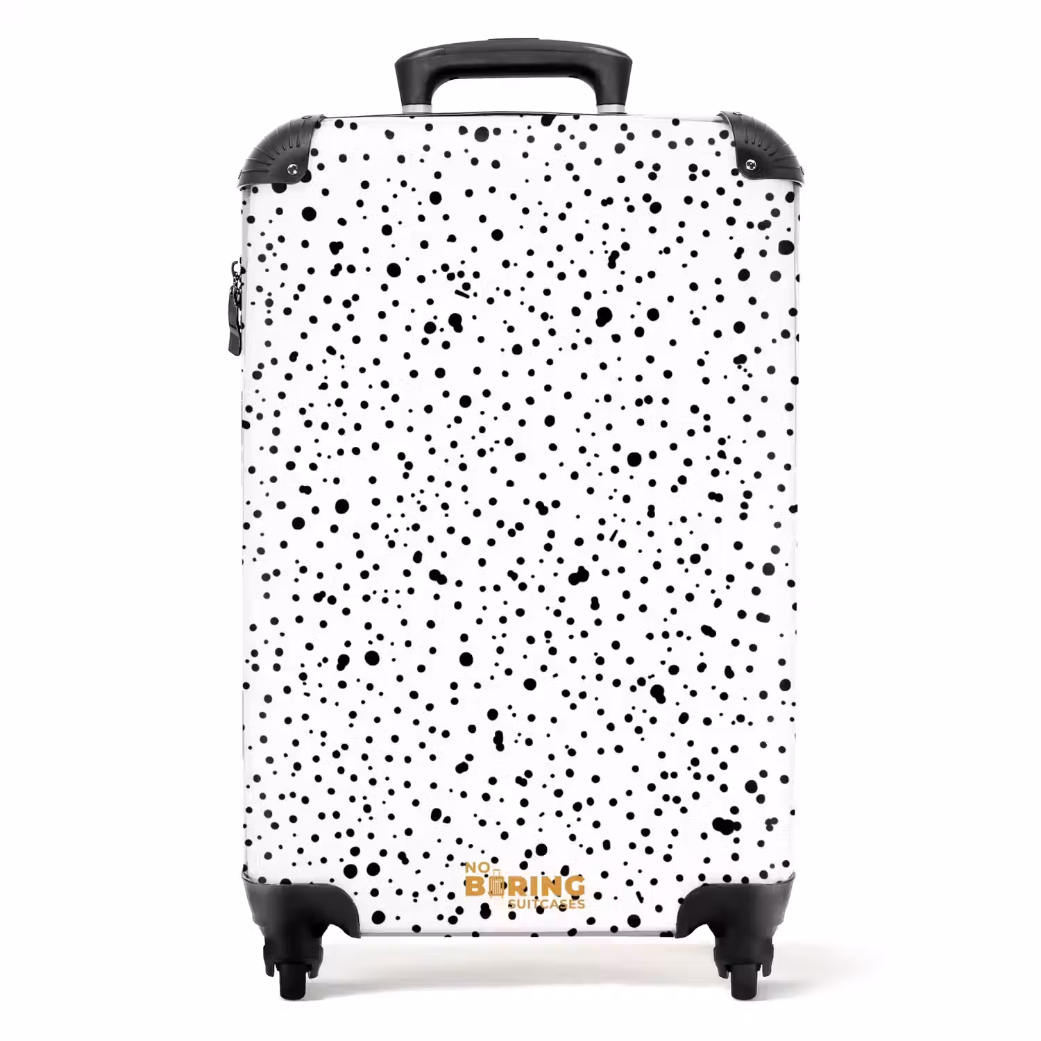 Zwarte stippen over een witte achtergrond NBS - Handbagage koffer - Volwassenen Unisex middel -productfoto_recht