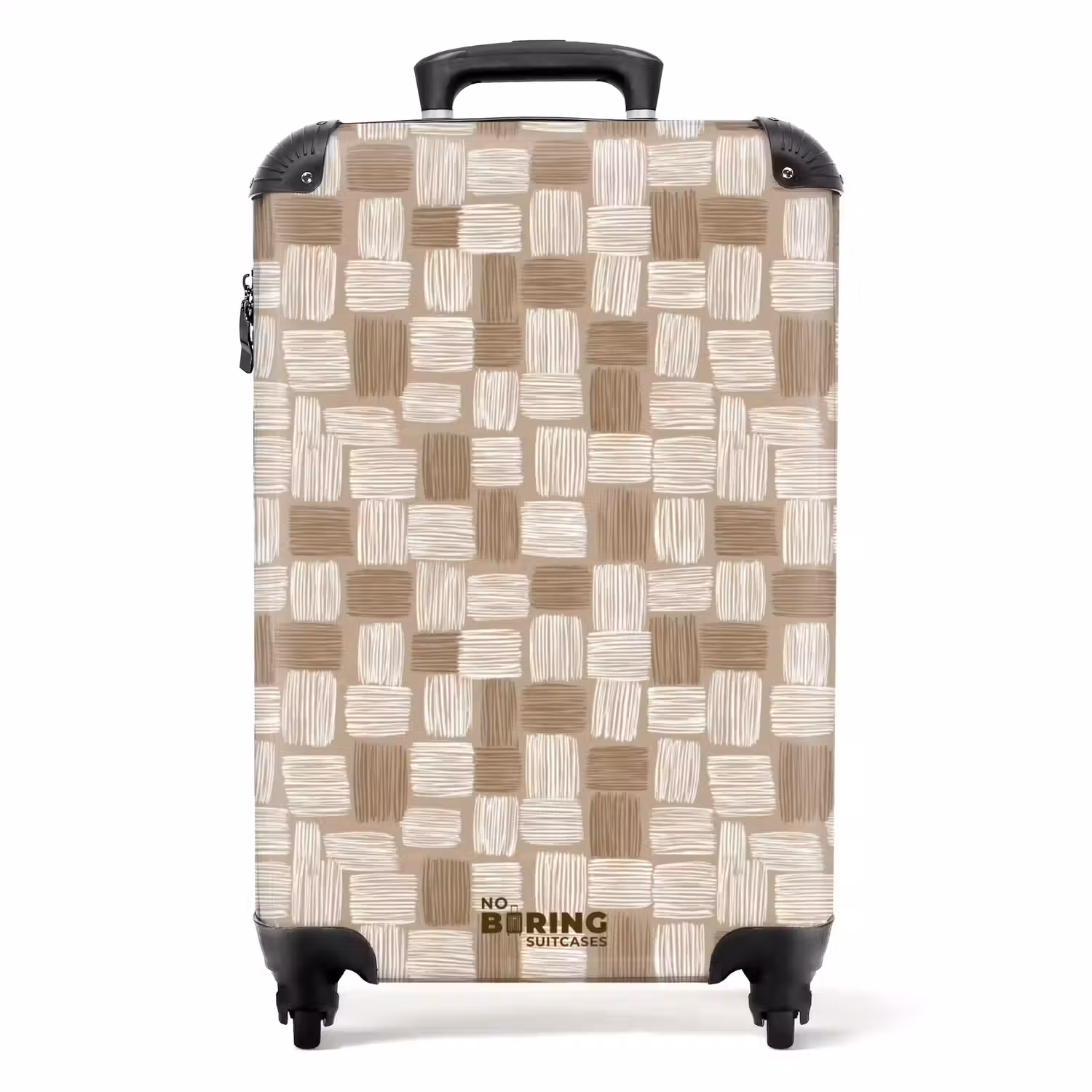 Blok - Patroon - Bruin NBS - Handbagage koffer - Volwassenen Unisex middel -productfoto_recht