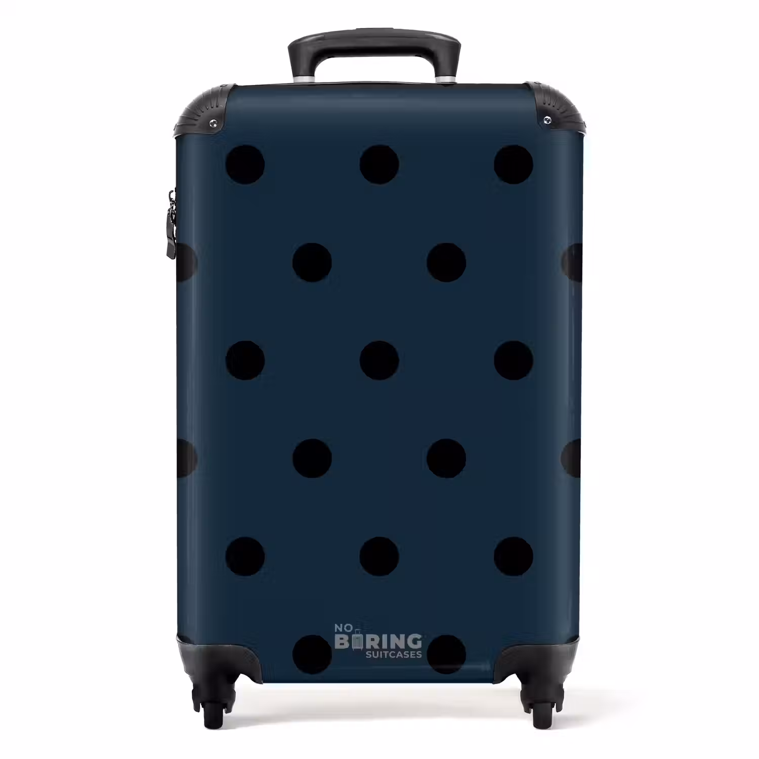 Blauwe achtergrond met zwarte stippen NBS - Handbagage koffer - Unisex middel -productfoto_recht