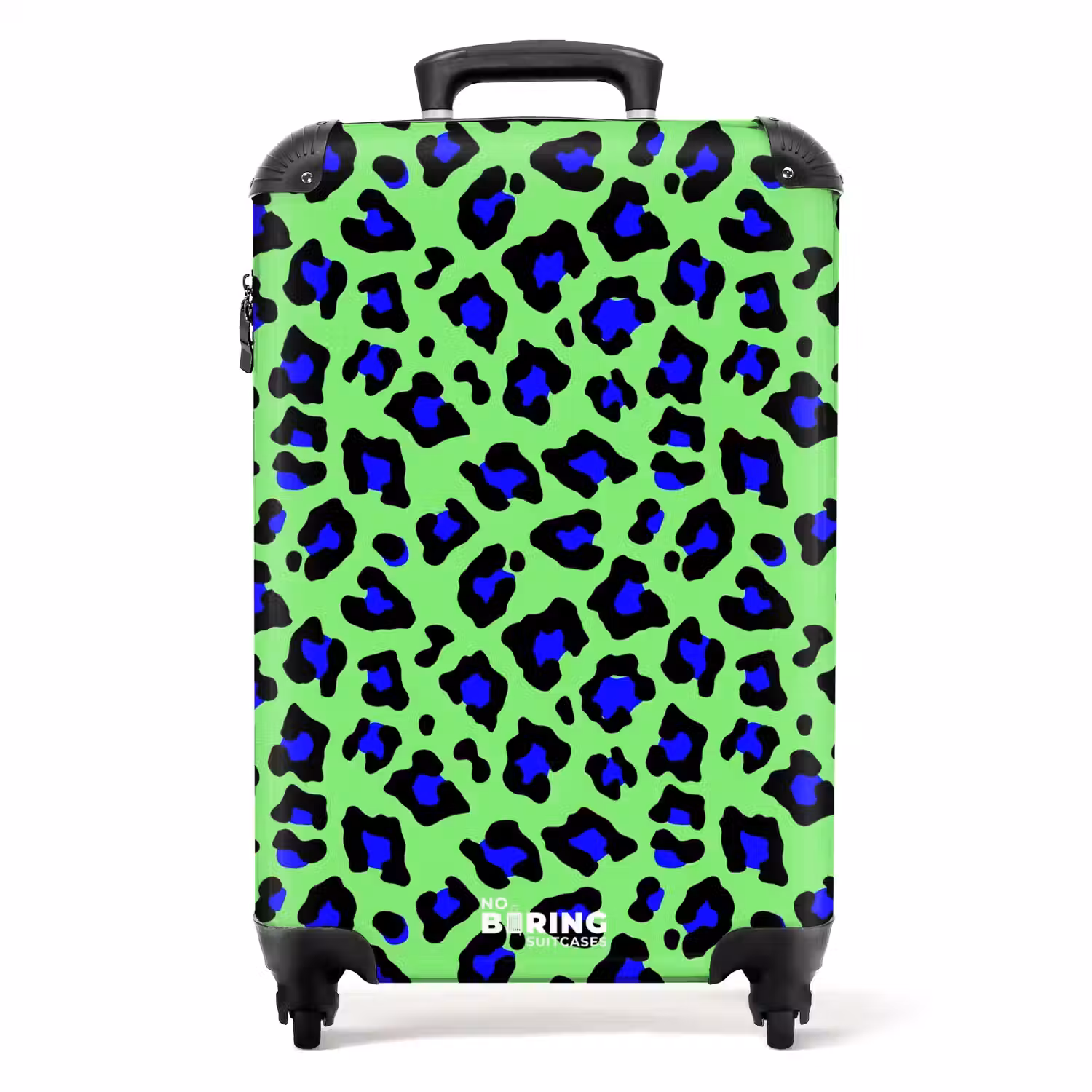 Blauw uipaardpatroon op groene achtergrond NBS - Handbagage koffer - Volwassenen Unisex middel -productfoto_recht