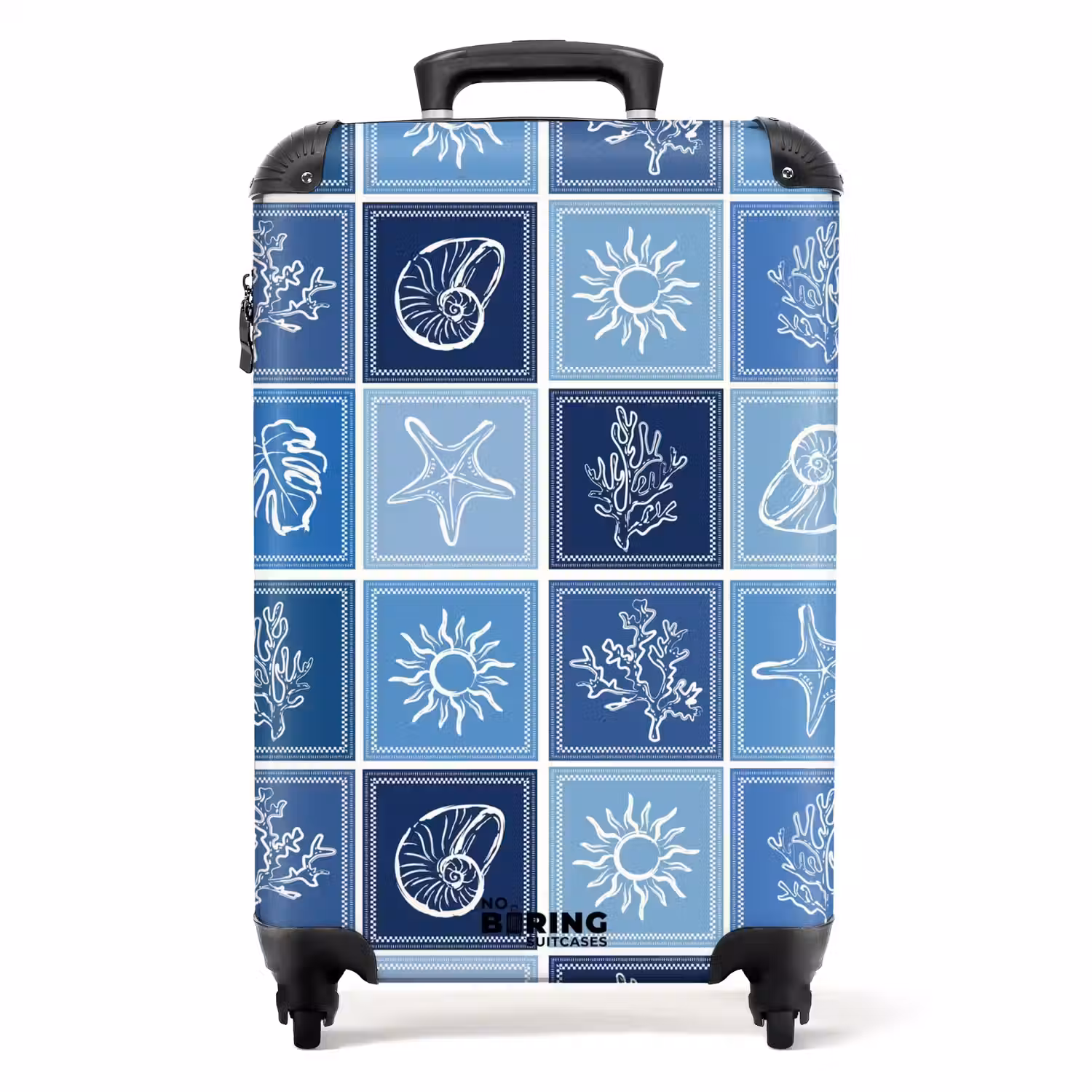 Blauwe zomer print NBS - Handbagage koffer - Volwassenen Unisex middel -productfoto_recht