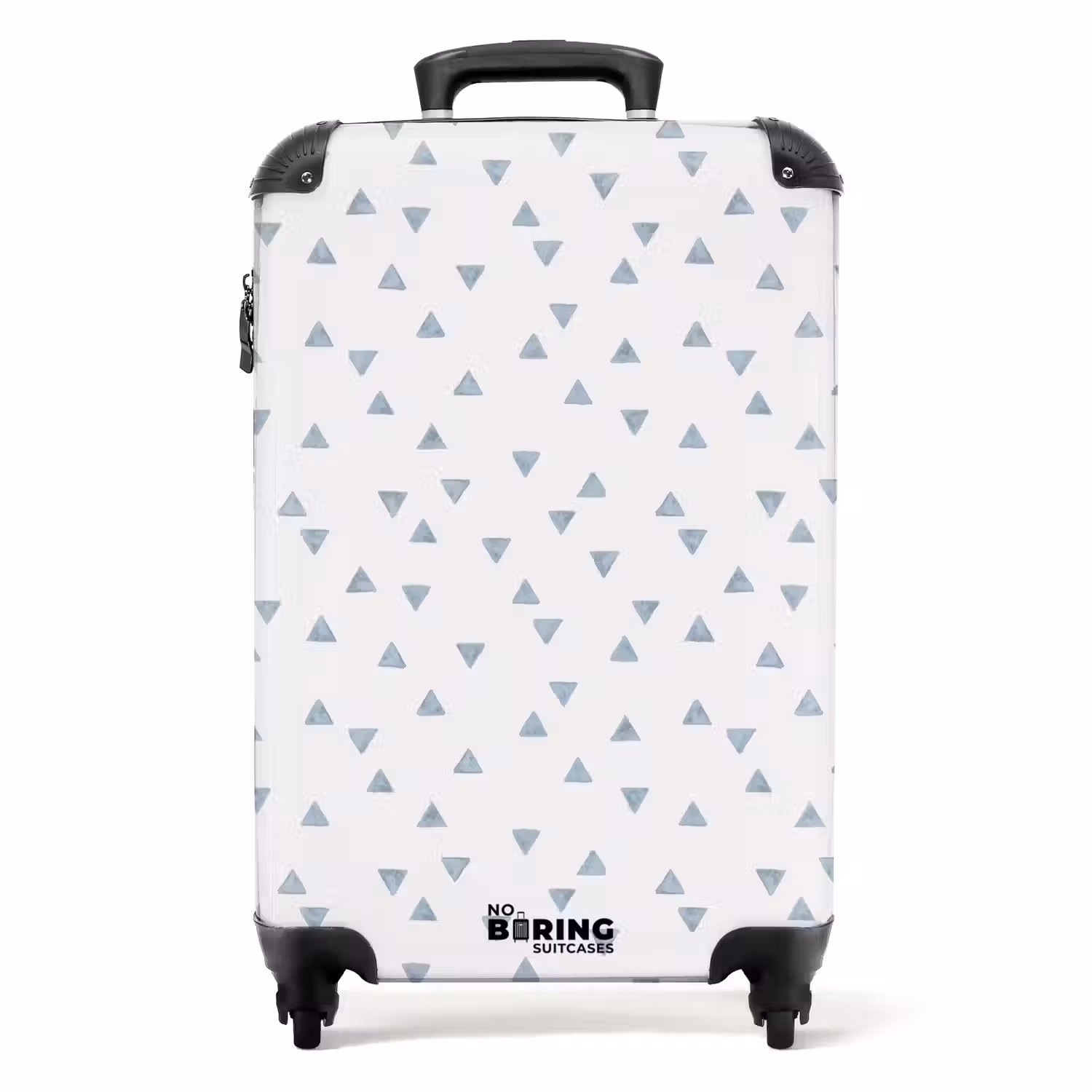 Blauwe driehoeken op een wit vlak NBS - Handbagage koffer - Volwassenen Unisex middel -productfoto_recht
