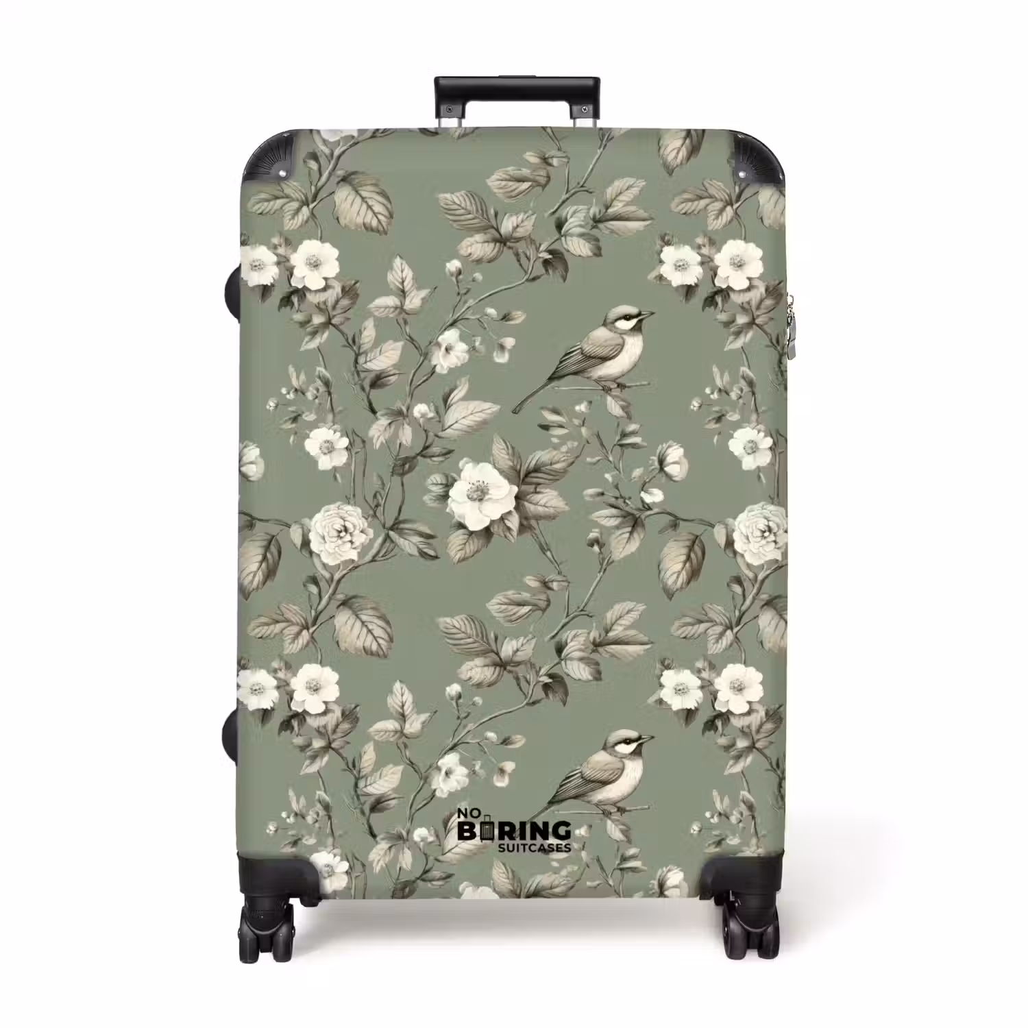 Botanisch - Vogels - Groen NBS - Handbagage koffer - Volwassenen Unisex middel -productfoto_recht