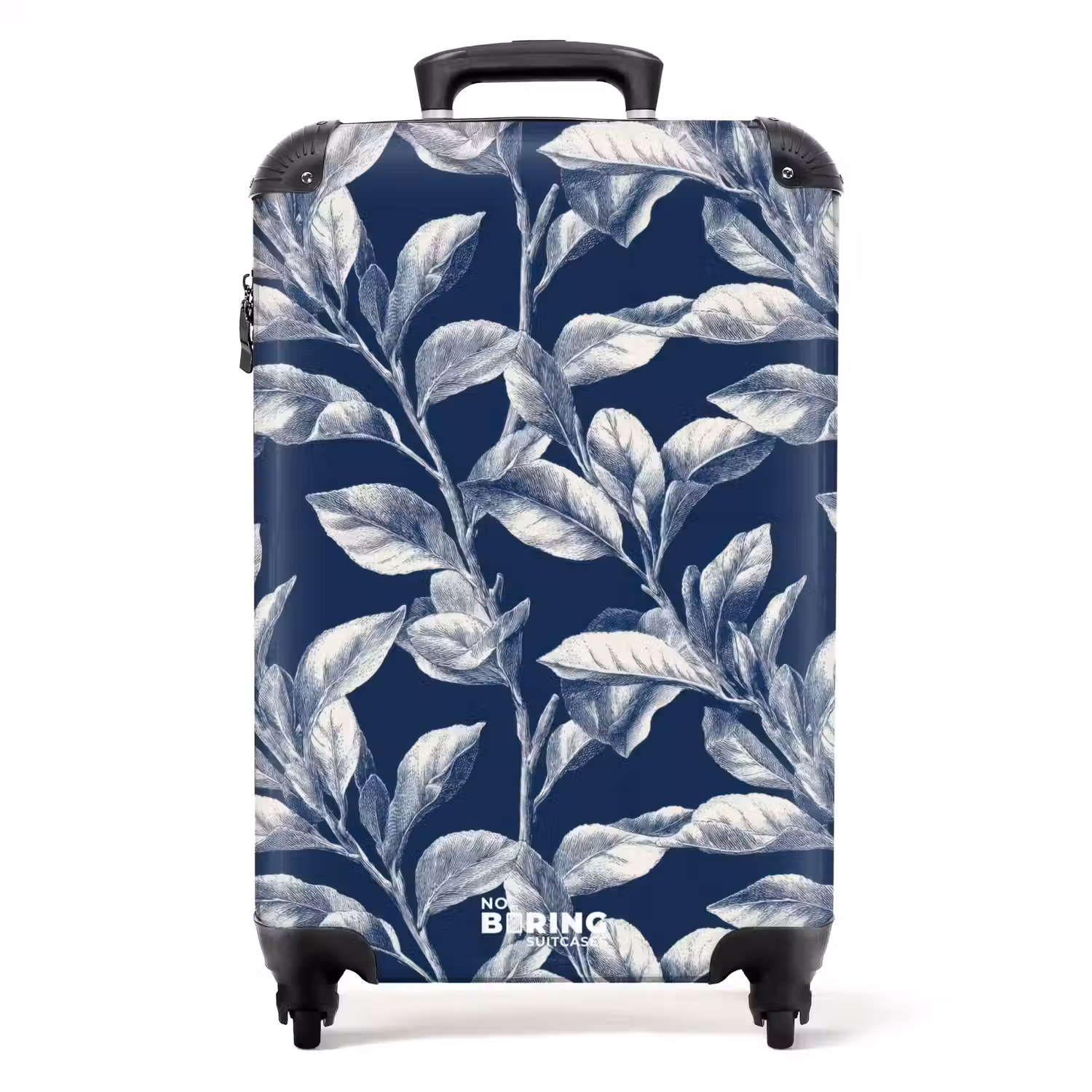 Botanisch - Patroon - Blauw NBS - Handbagage koffer - Volwassenen Unisex middel -productfoto_recht