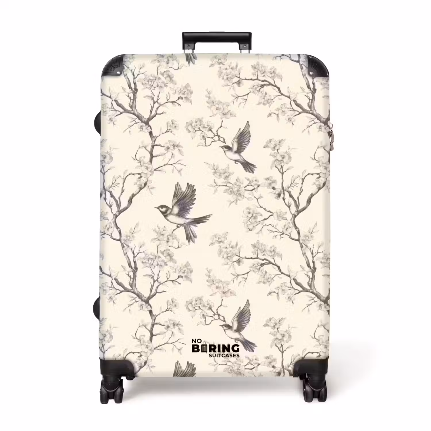 Takken - Vogels - Beige NBS - Handbagage koffer - Volwassenen Unisex middel -productfoto_recht
