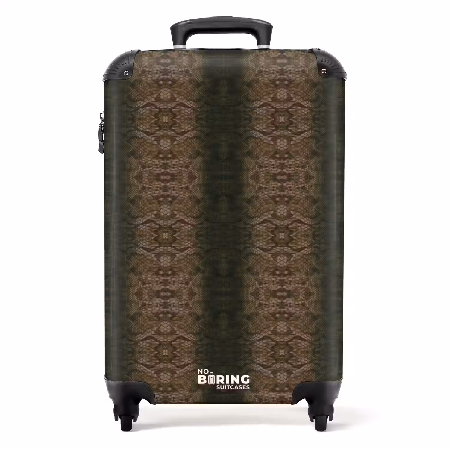 Bruin koperen slangenhuid met symmetrische schubstructuur NBS - Handbagage koffer - Volwassenen Unisex middel -productfoto_recht