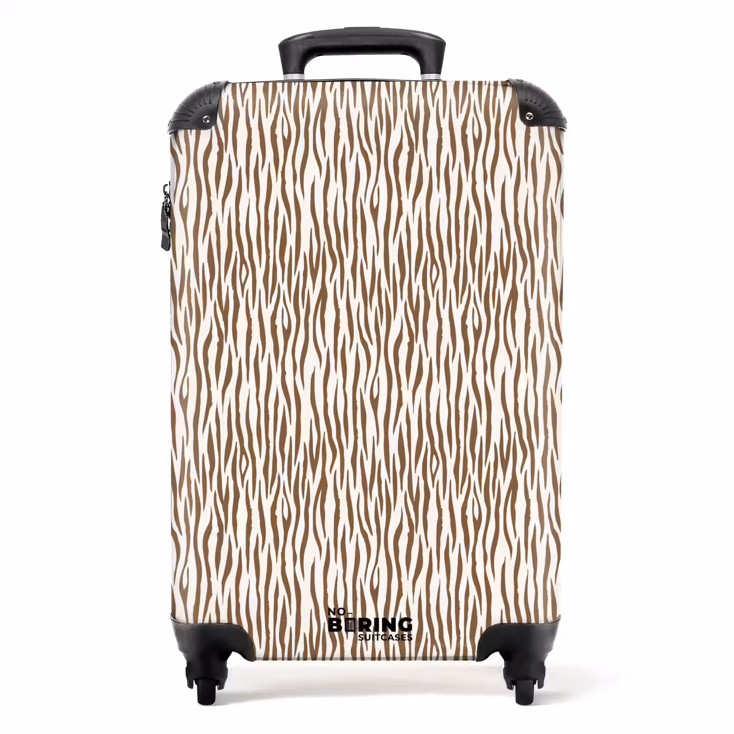 Bruine zebraprint op lichte achtergrond NBS - Handbagage koffer - Volwassenen Unisex middel -productfoto_recht