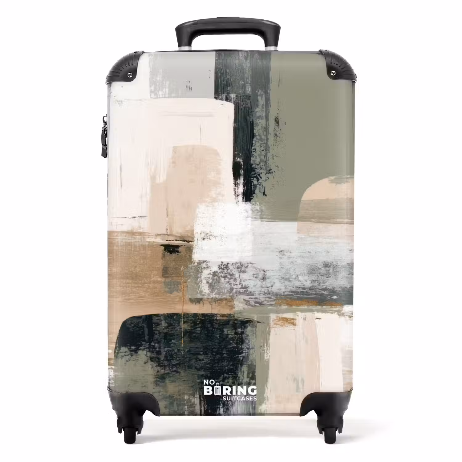 Penseelstreken - Abstract - Aardetinten NBS - Handbagage koffer - Volwassenen Unisex middel -productfoto_recht