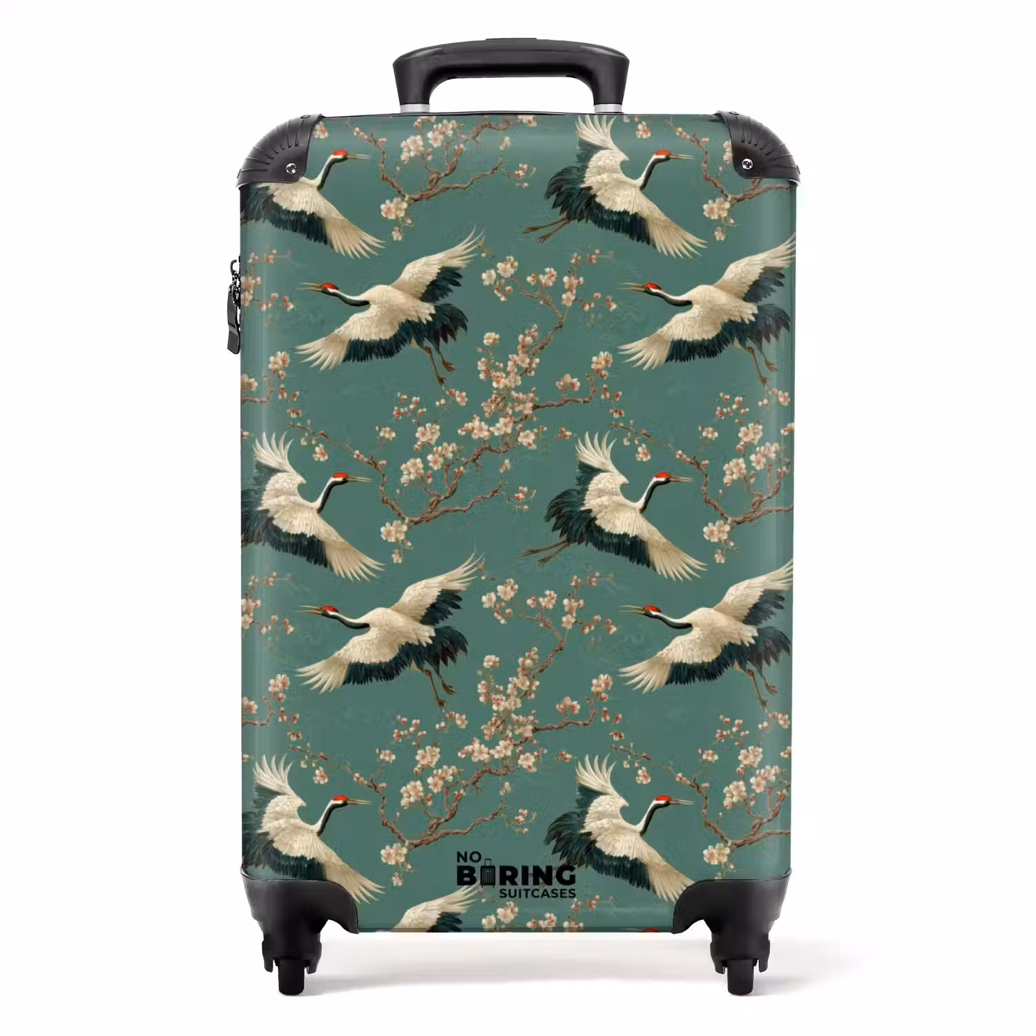 Kersenbloesem - Kraamvogels - Groen NBS - Handbagage koffer - Volwassenen Unisex middel -productfoto_recht