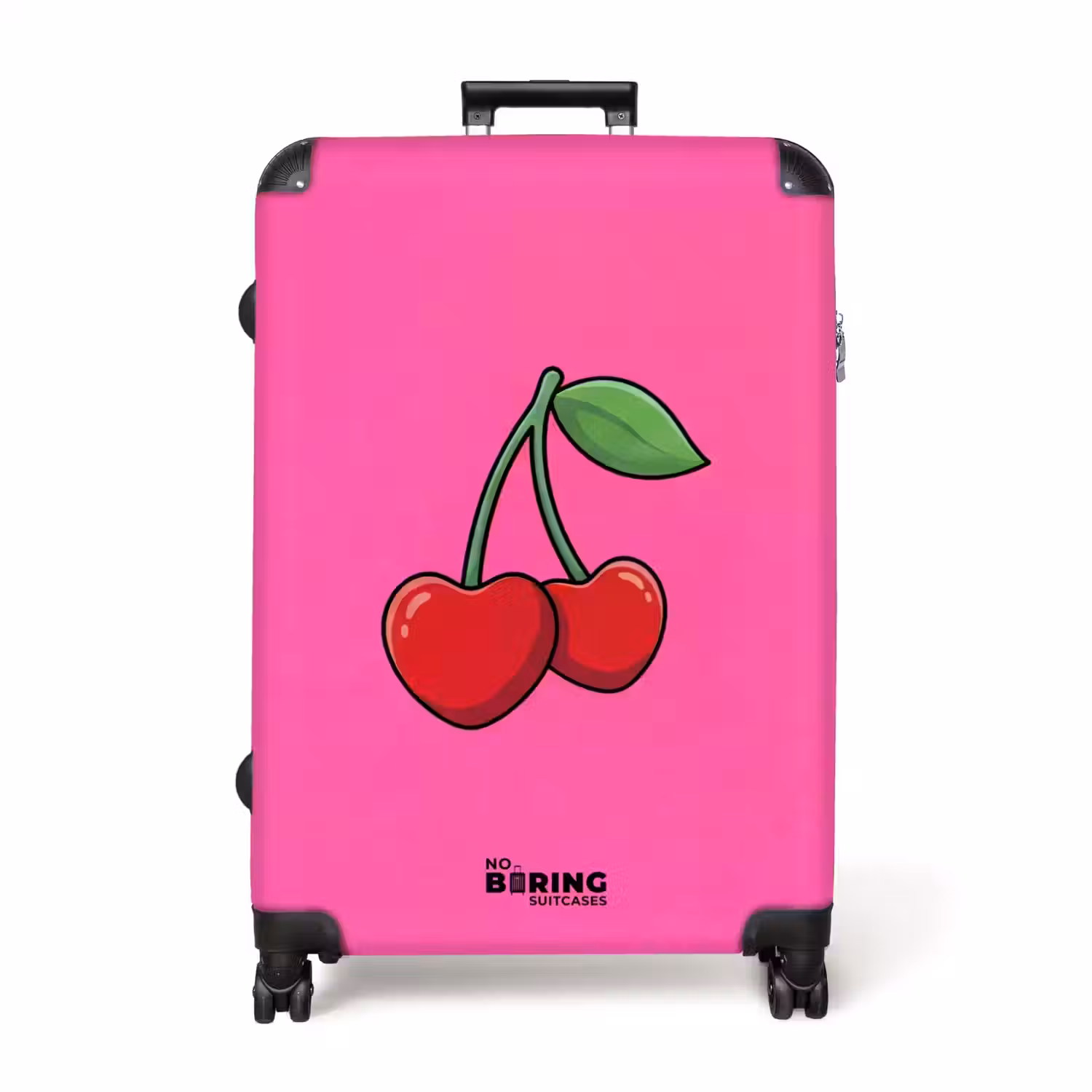 Kers - Roze - Fruit NBS - Handbagage koffer - Volwassenen Unisex middel -productfoto_recht