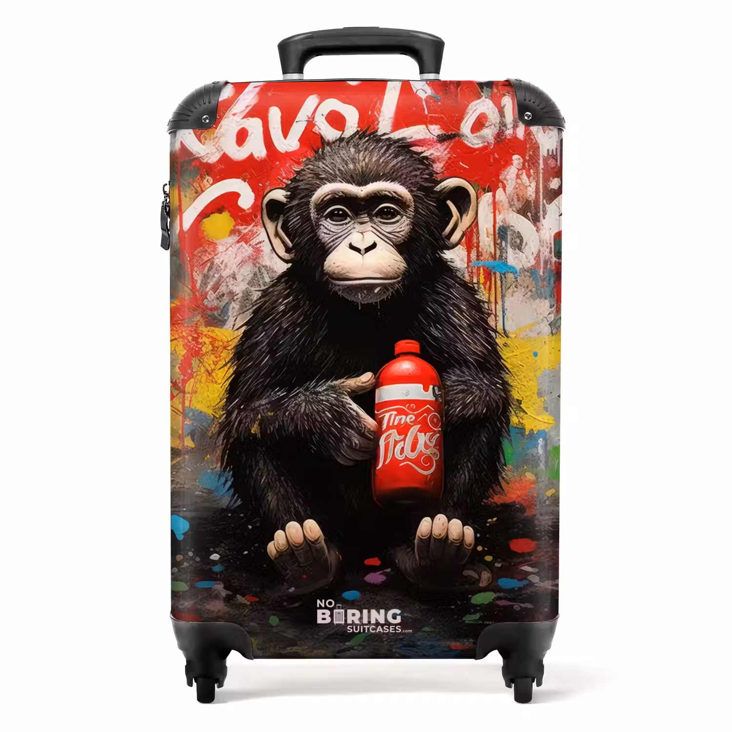Chimpansee voor graffiti muur NBS - Handbagage koffer - Unisex middel -productfoto_recht