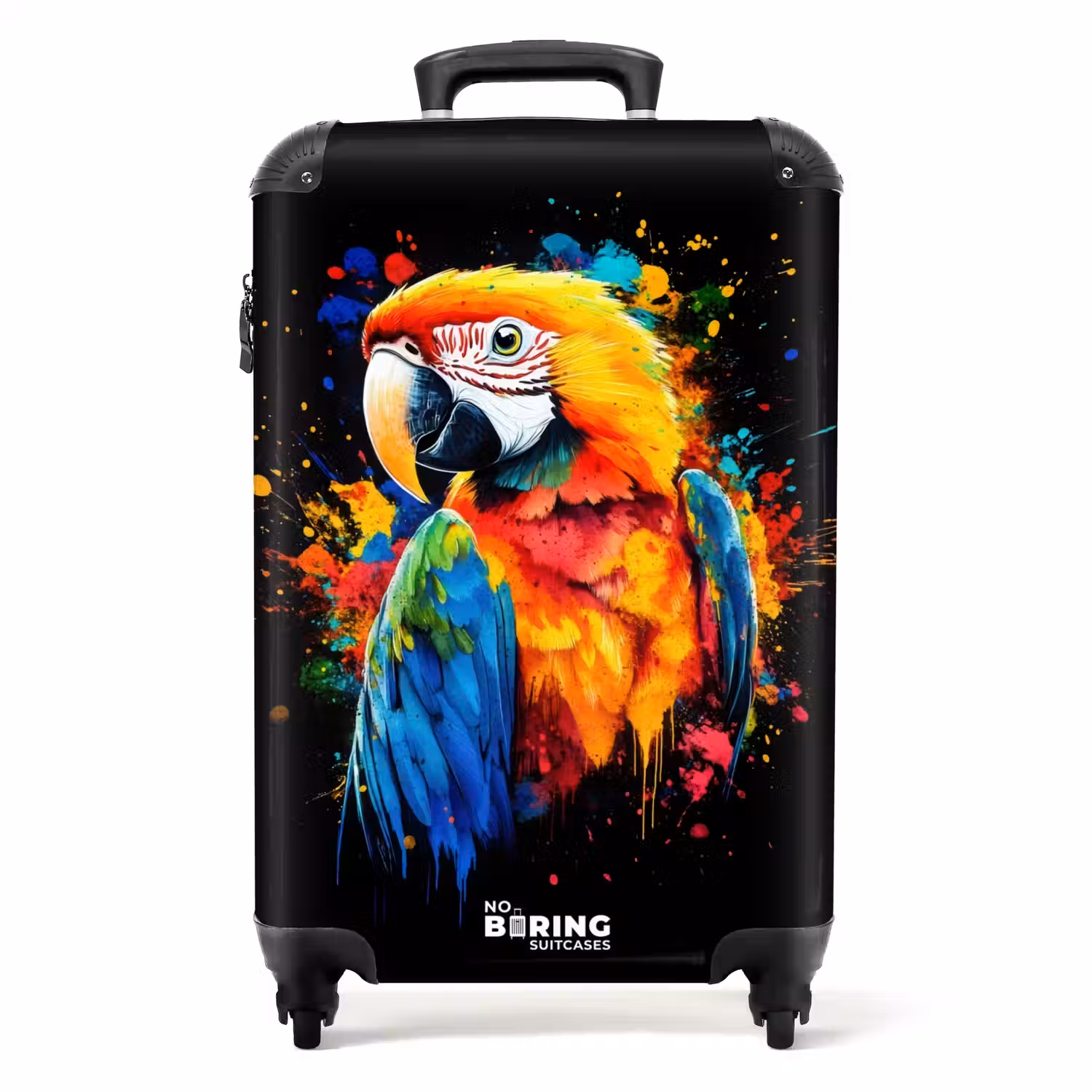 Kleurrijke papegaai met graffiti NBS - Handbagage koffer - Unisex middel -productfoto_recht