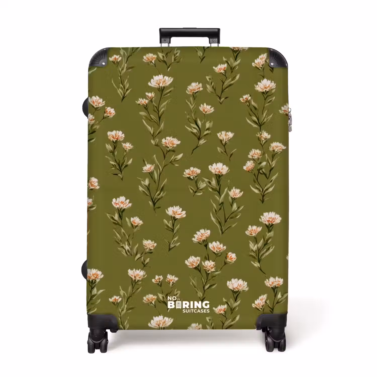 Landelijk - Bloemen - Groen NBS - Handbagage koffer - Volwassenen Unisex middel -productfoto_recht