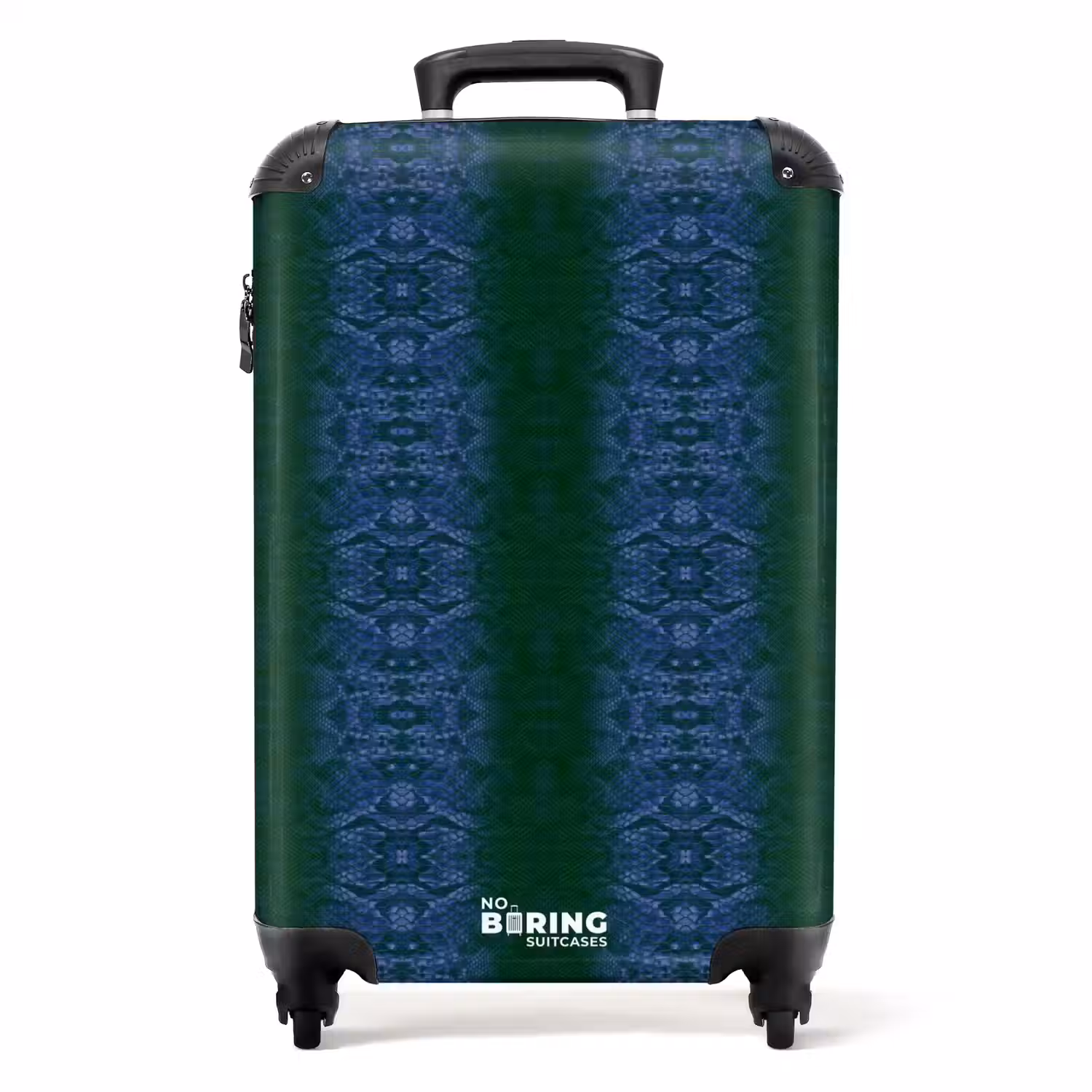 Donkerblauw slangenhuid met symmetrische schubstructuur NBS - Handbagage koffer - Volwassenen Unisex middel -productfoto_recht
